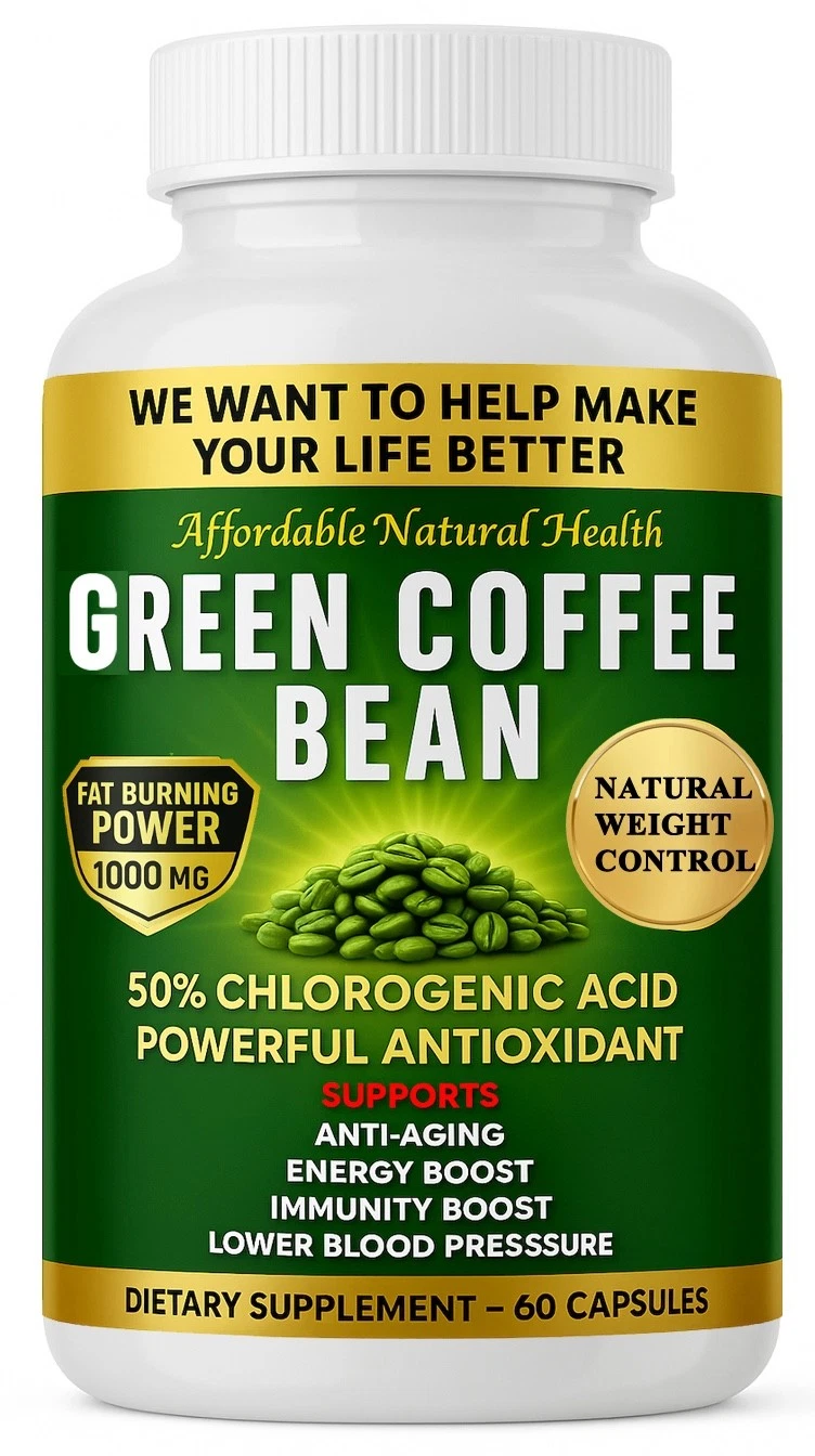 Green Coffee Bean Extract Weight Loss Energy Boost Herbal Supplement 60 Capsule