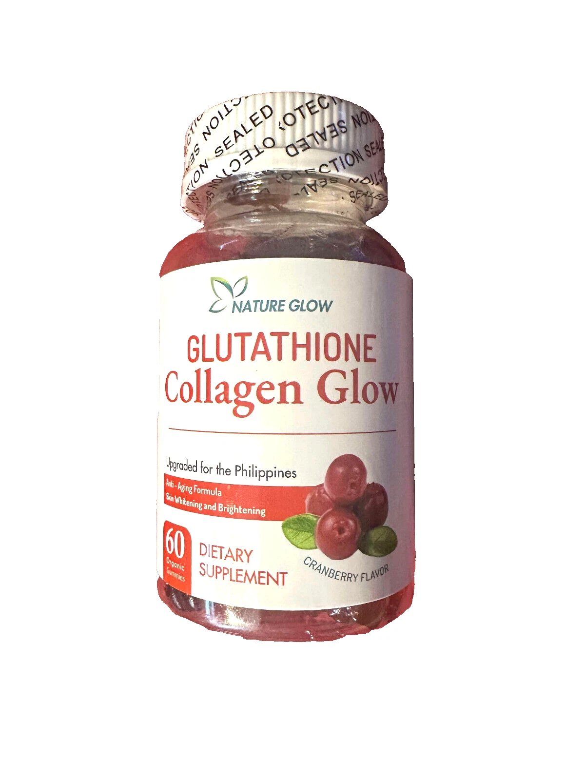 Nature Glow Glutathione Collagen Glow - Cranberry Flavor 60 Organic Gummies