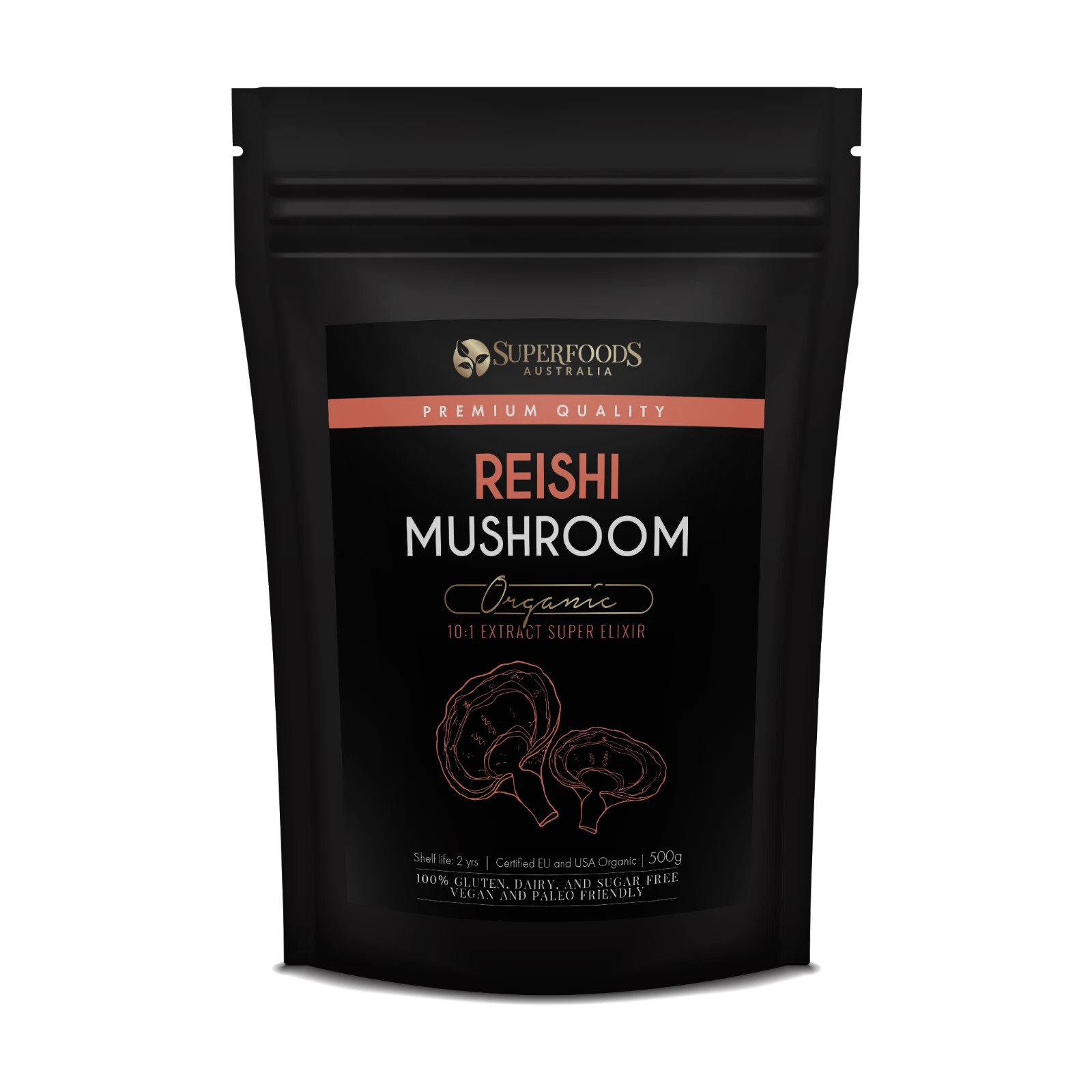 Organic Reishi Mushroom 10:1 Extract Powder 500g (Ganoderma lucidum)