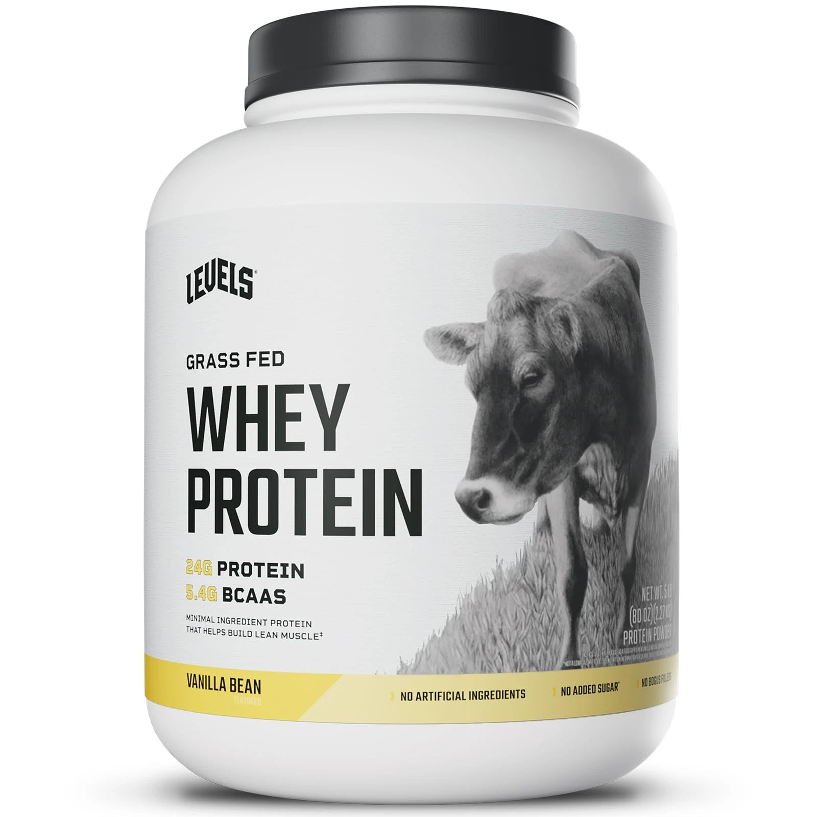 Levels Grass Fed Whey Protein Powder No Artificials 24G of Protein Vanilla Be...