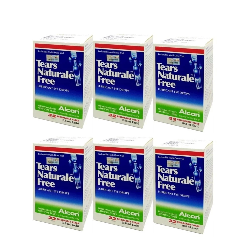 6 x 32 Vials Alcon Tears Naturale Free Lubricant Eye Drops Reliever Free Ship