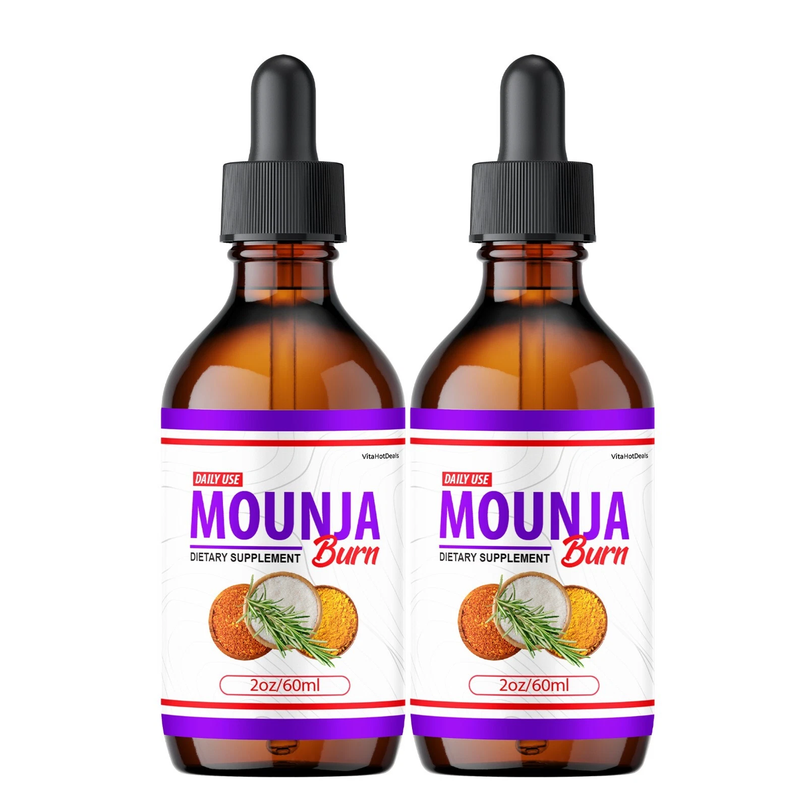 Mounja Burn Drops for Overall Wellness & Energy Supplement 60 ML (2 Pack)