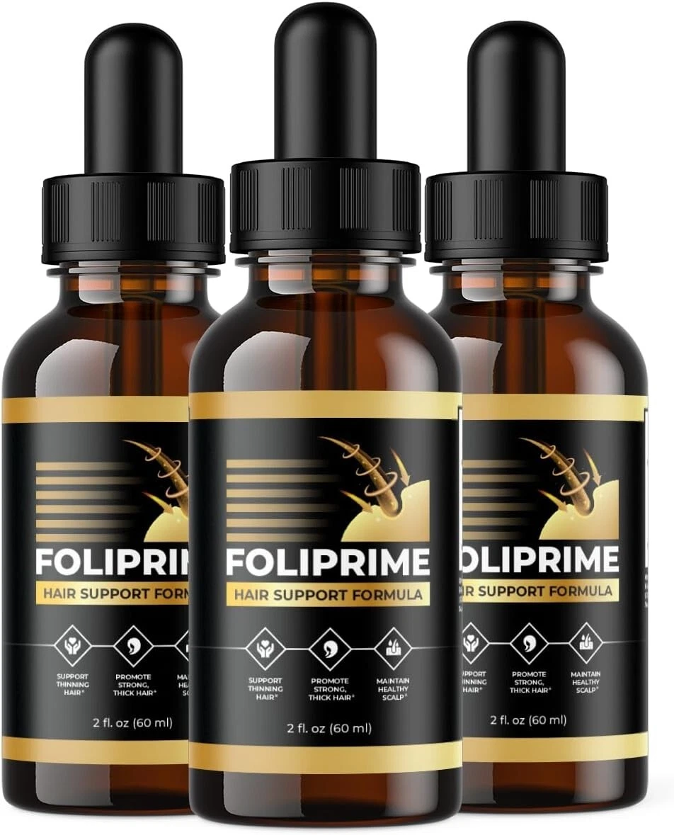 (3 Pack) Foliprime Healthy Hair Support Drops - Safe for All Hair Types (2fl.oz)