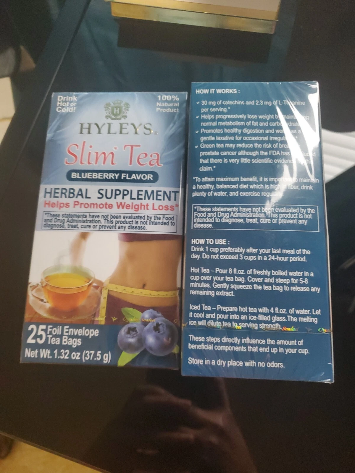 Hyleys Slim Tea Blueberry Flavor Weight Loss Herbal Supplement Cleanse & Detox