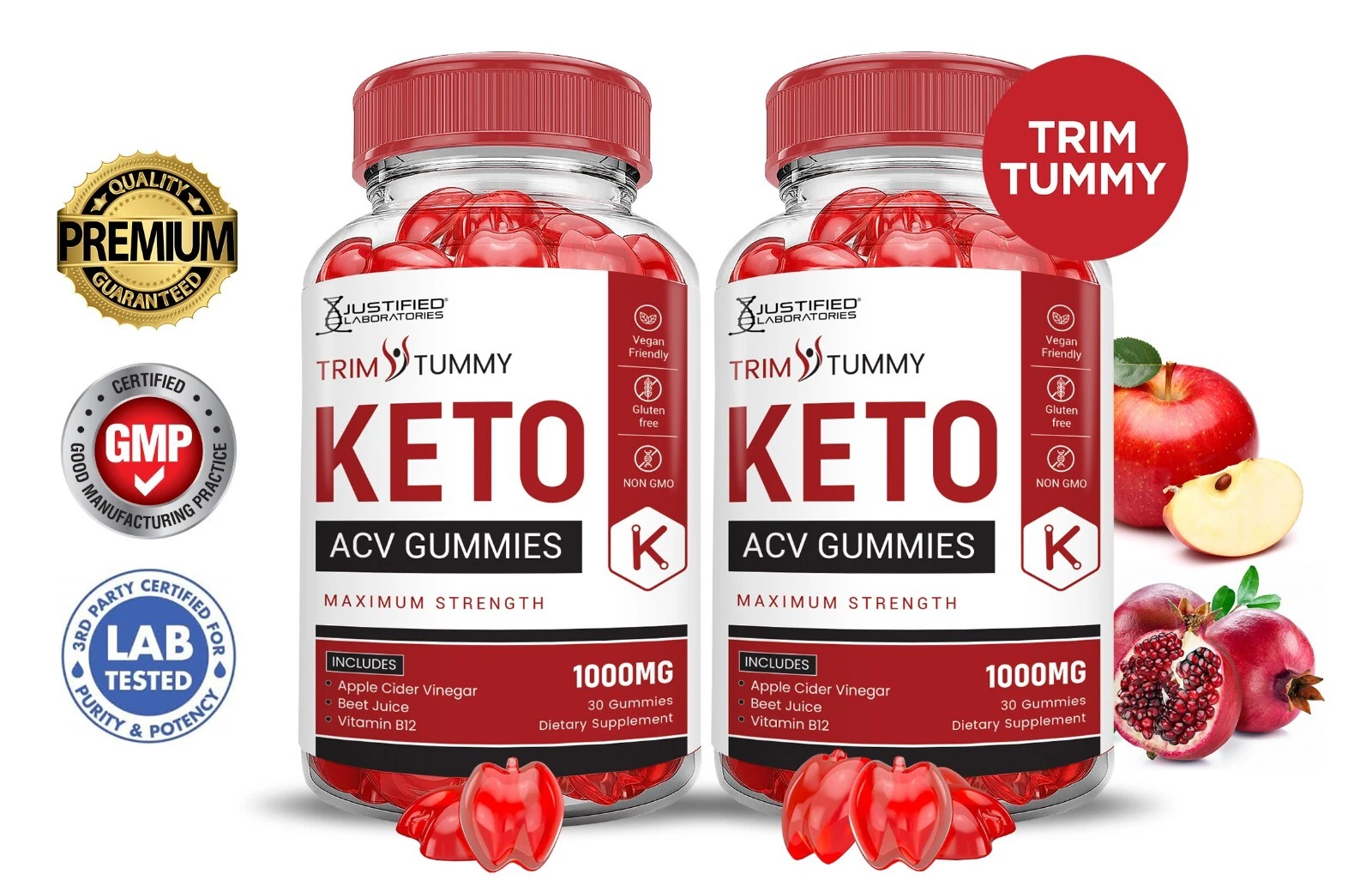 Trim Tummy Keto ACV Gummies 1000MG Apple Cider Vinegar 120 Gummys