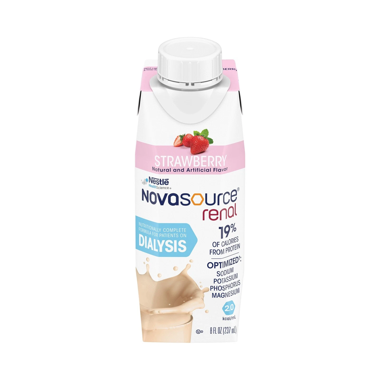 Nestle Novasource Renal Nutritionally Complete Formula Strawberry 8 oz 24 Ct