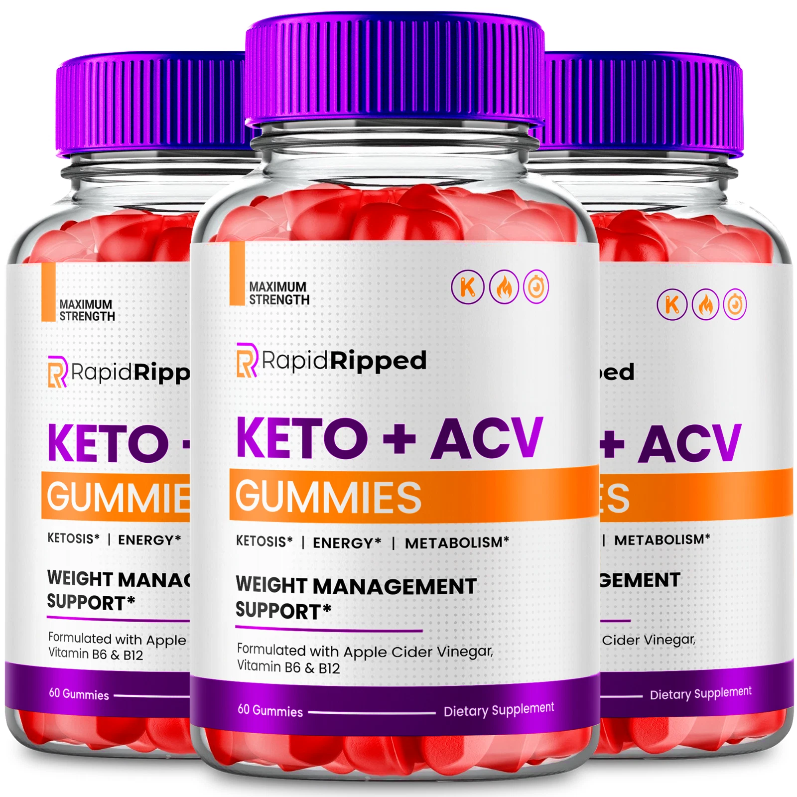 Rapid Ripped Keto ACV Gummies, Max Strength Official Rapid Ripped Gummy (3 Pack)
