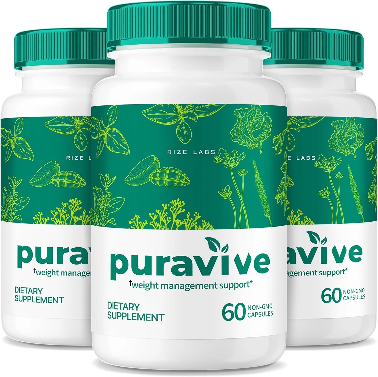 3x Puravive Weight Loss Support Capsules Official Detox & Cleanse Formula 180ct