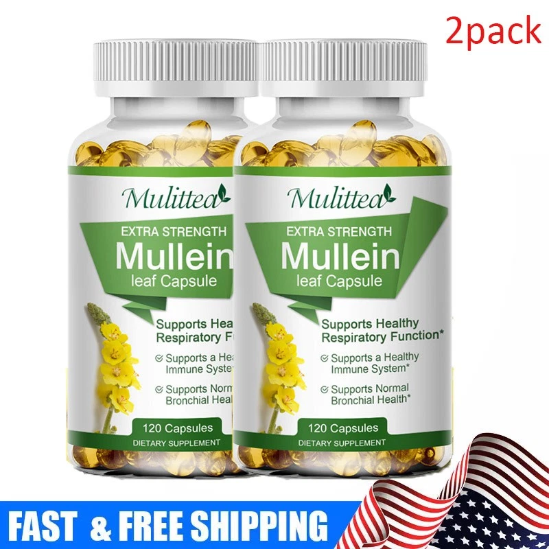 2xMullein Leaf Capsules Support Lung Cleanse Respiratory Function 120 Softgels