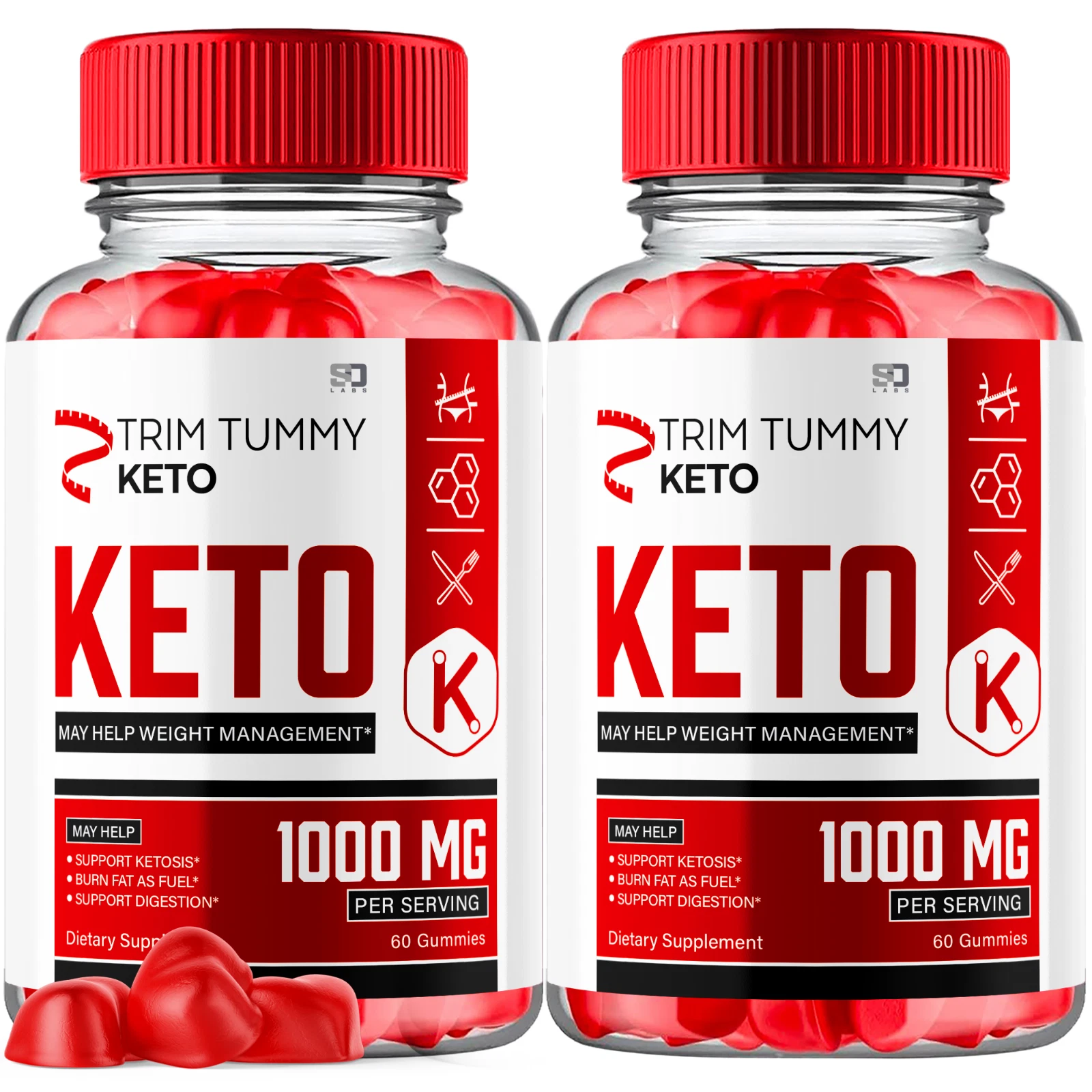 (2 Pack) Trim Tummy Keto, Trim Tummy Keto ACV Weight Loss Gummies (120 Gummies)