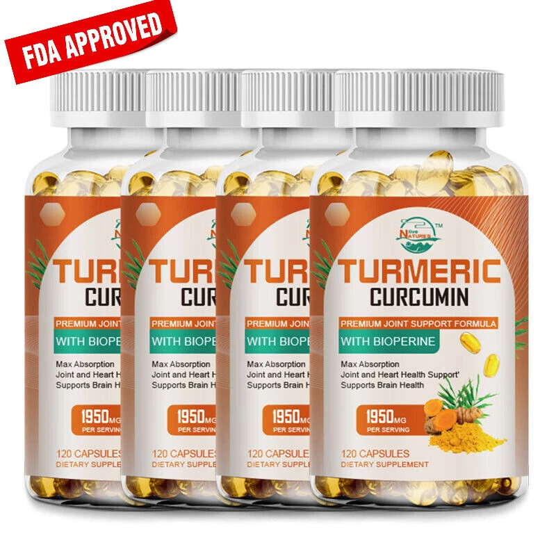 Highest Potency Turmeric Curcumin 95% 1950mg with Bioperine Black Pepper Extract