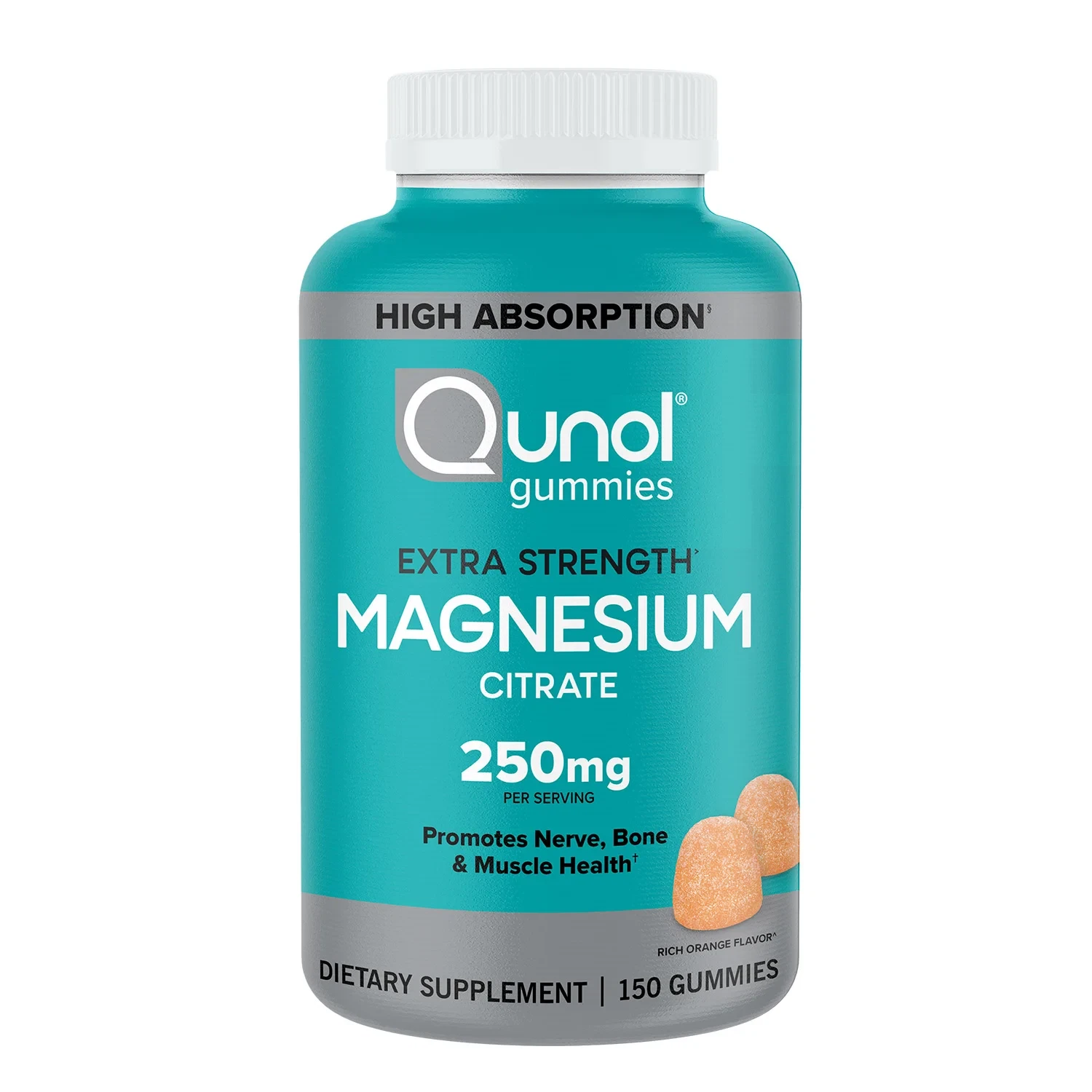 Qunol Magnesium Extra Strength 250 mg, 150 Gummies - Nerve, Bone & Muscle Heatlh
