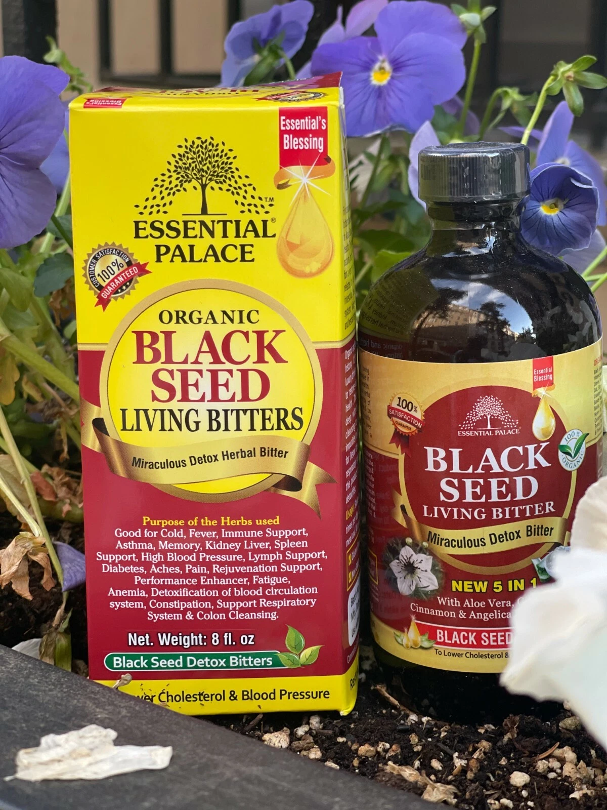 Essential Palace Organic Black Seed Detox Living Bitters Herbal Tonic 16oz