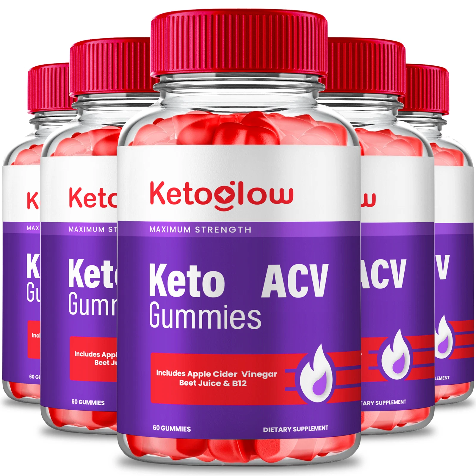 (5 Pack) Keto Glow Gummies Keto ACV for Weight Loss, KetoGlow Gummies for Energy