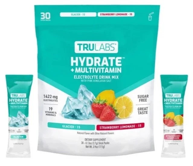 TruLabs Hydrate + Multivitamin Electrolyte Drink Mix , 30 Count