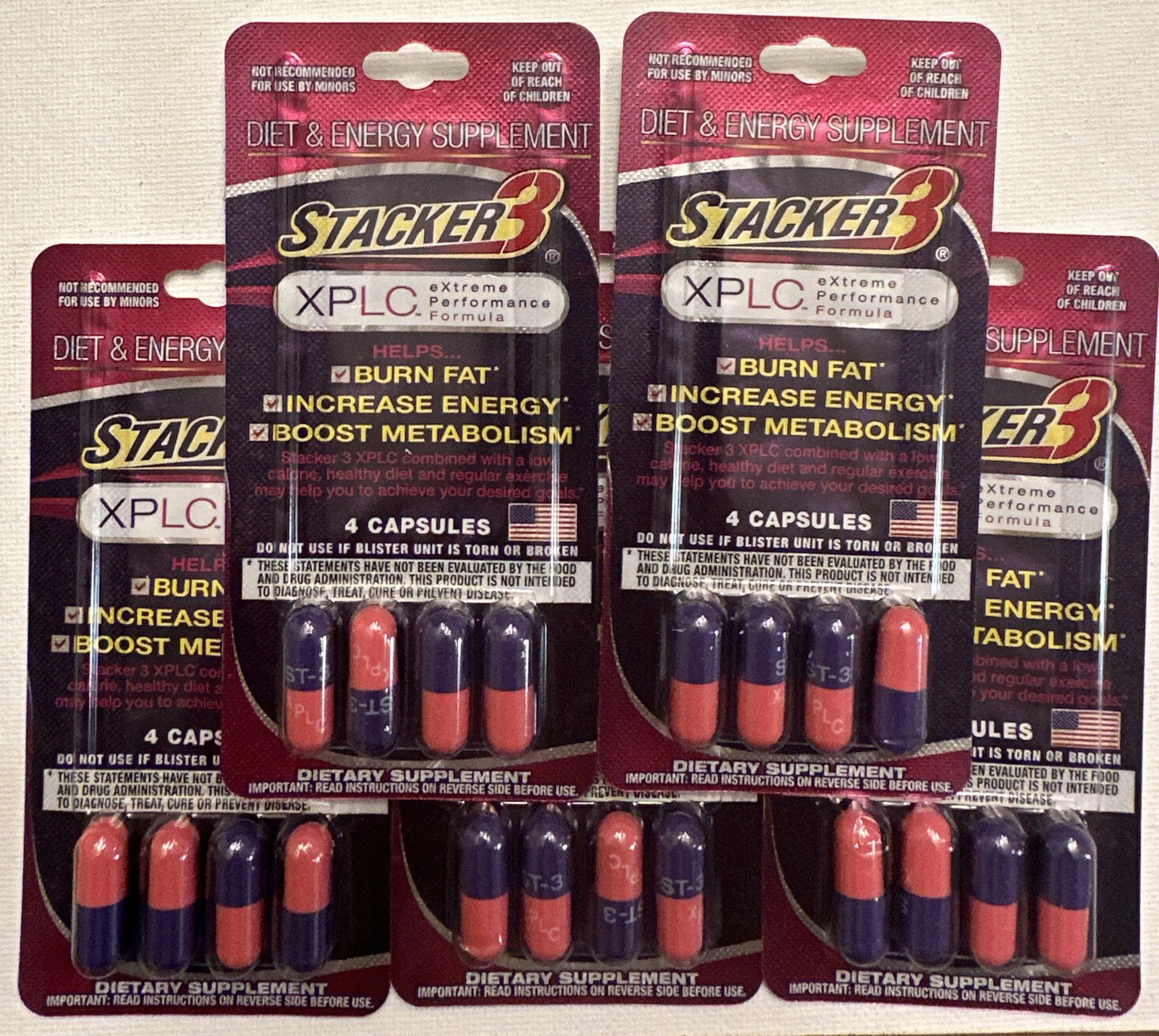 STACKER 3 XPLC EXTREME PREFORMANCE FORMULA 5 PkS OF 4-20ct Weight Loss