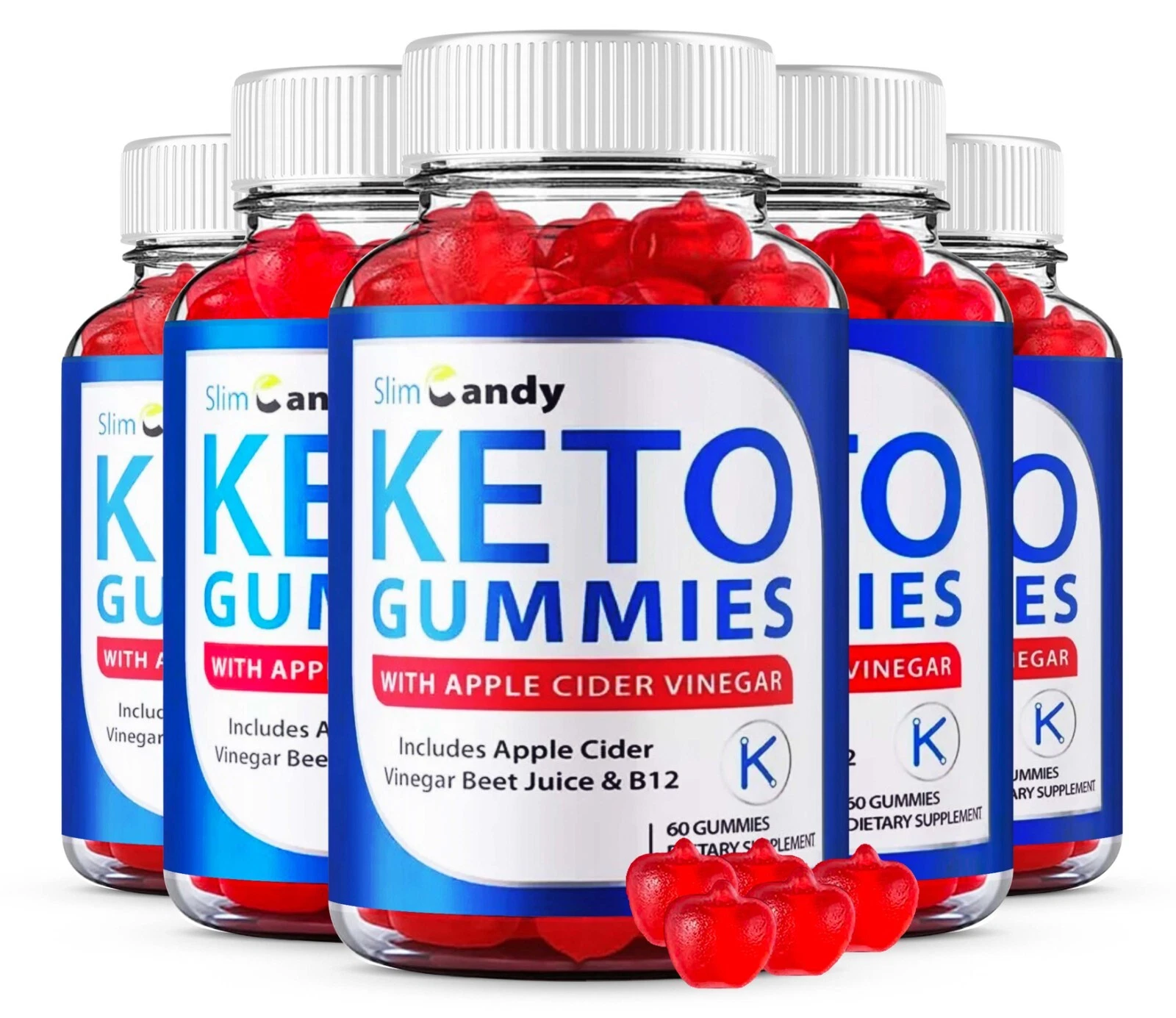 SlimCandy Keto ACV Gummies Vitamin B12 Dietary Supplement (300 Gummies) 5-Pack