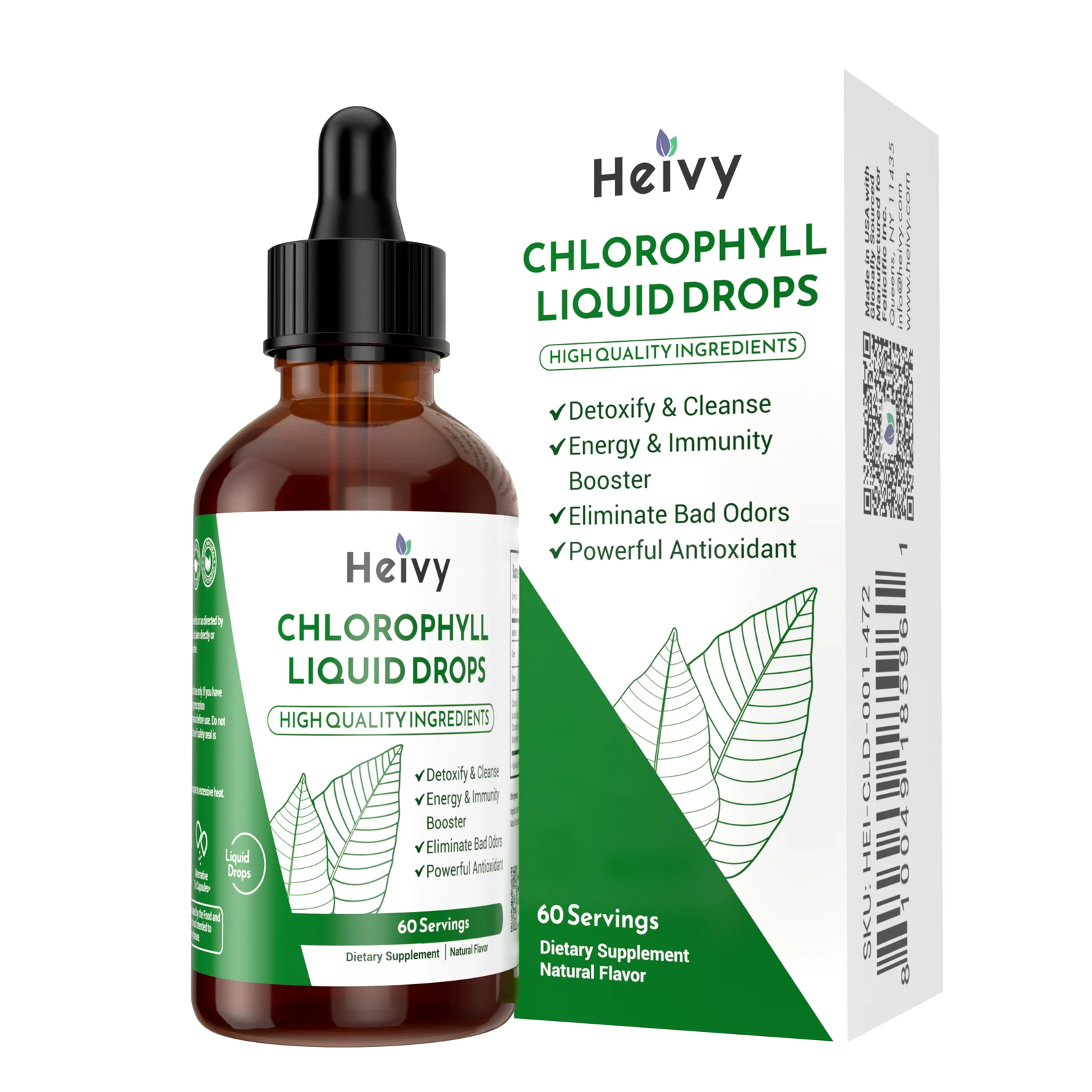 Heivy - Chlorophyll Liquid Drops - INTERNAL DEODORIZER & SUPPORT OVERALL HEALTH