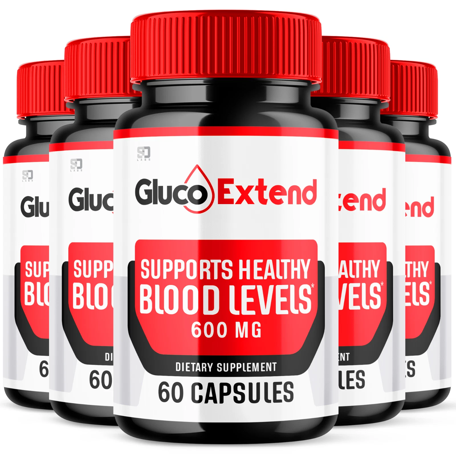 (5 Pack) Gluco Extend Pills, Blood Sugar Health Support Formula, 300 Capsules