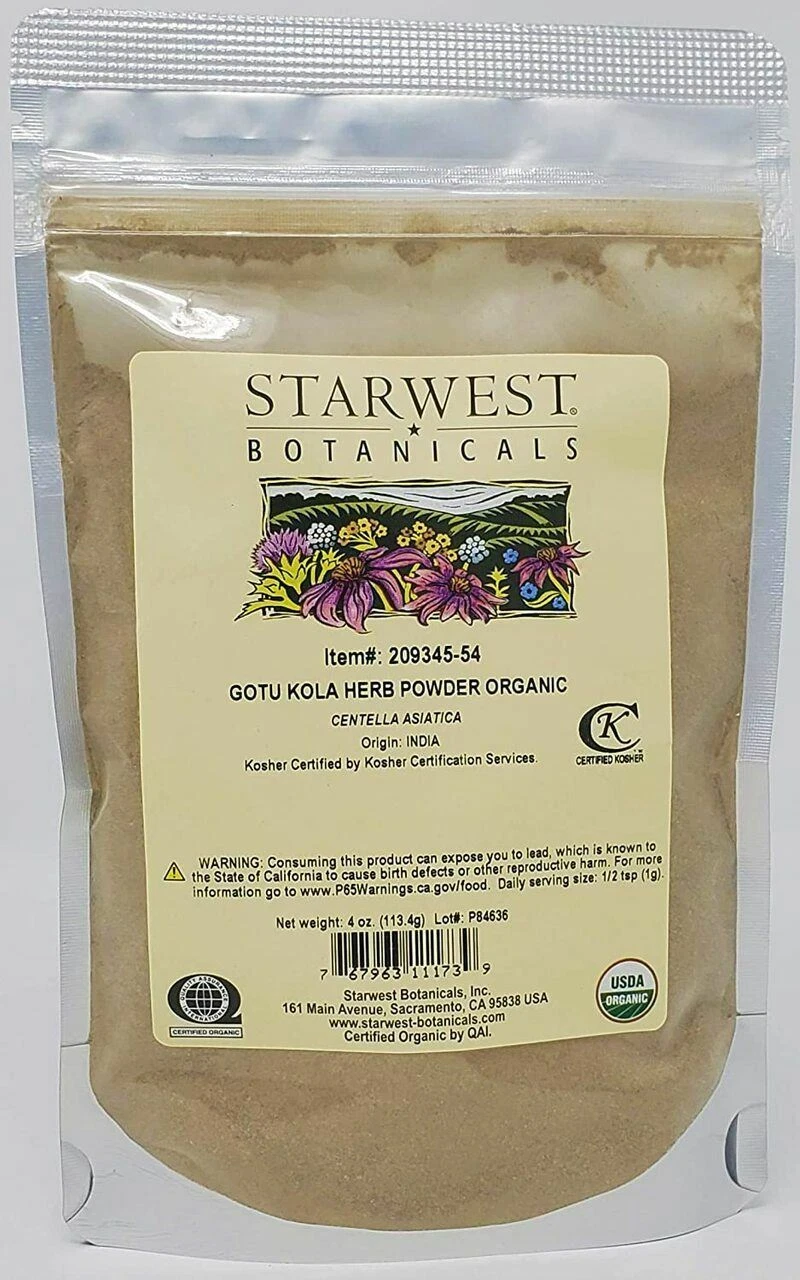 Starwest Gotu Kola Herb Powder Organic 4oz