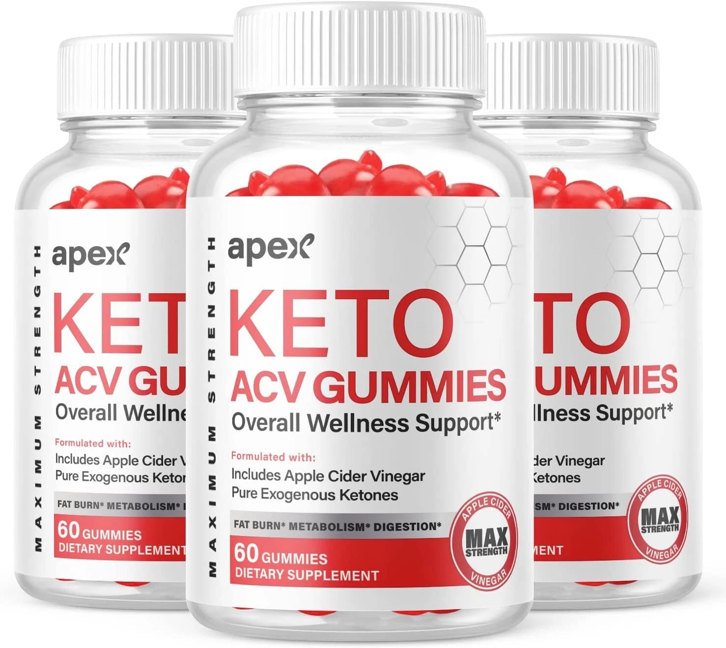 Apex Keto ACV Gummies, Weight Loss, Fat Burner, OFFICIAL - 3 Pack