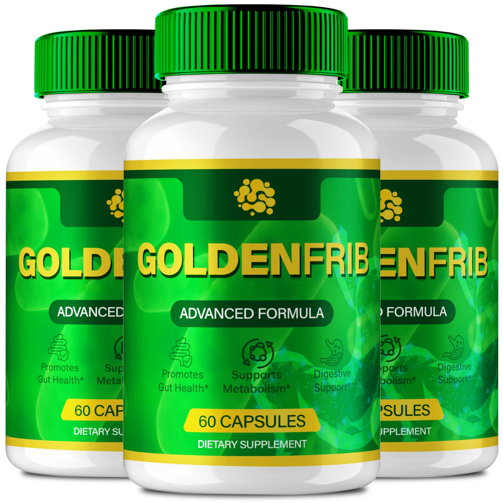 (3 Pack) GoldenFrib Digestive and Gut Health Support Supplement Capsules