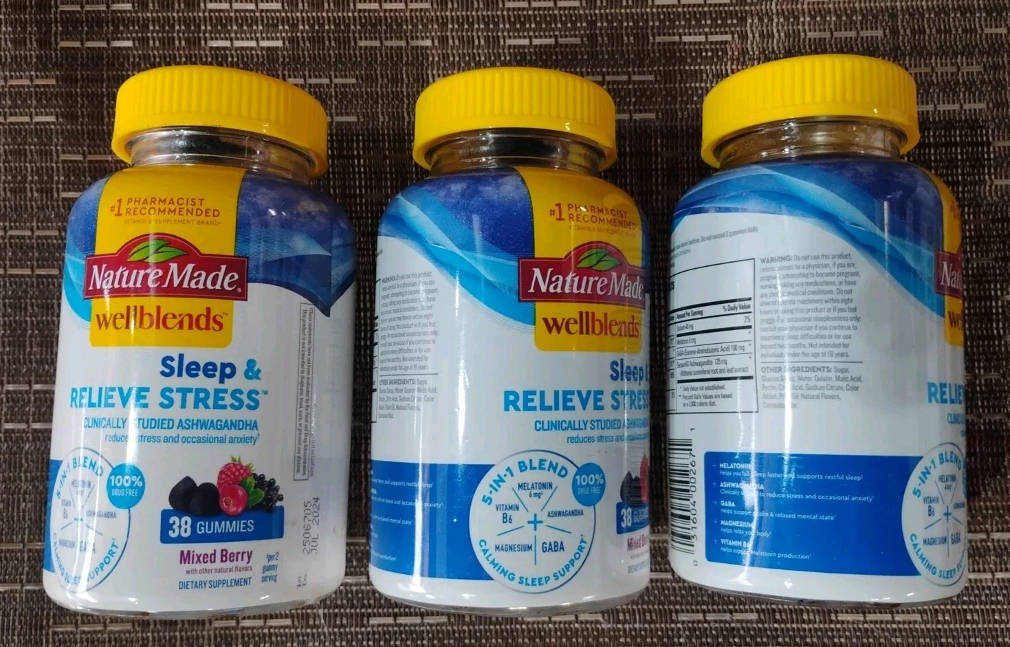 Lot Of 3 Nature Made WellBlends Sleep & Relieve Stress Berry 44 Gummies 09 2025