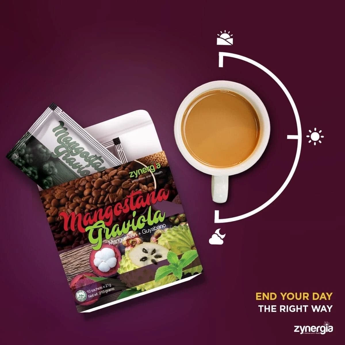 MANGOSTANA GRAVIOLA COFFEE (Mangosteen+Guyabano) 6in1 Coffee By Zynergia