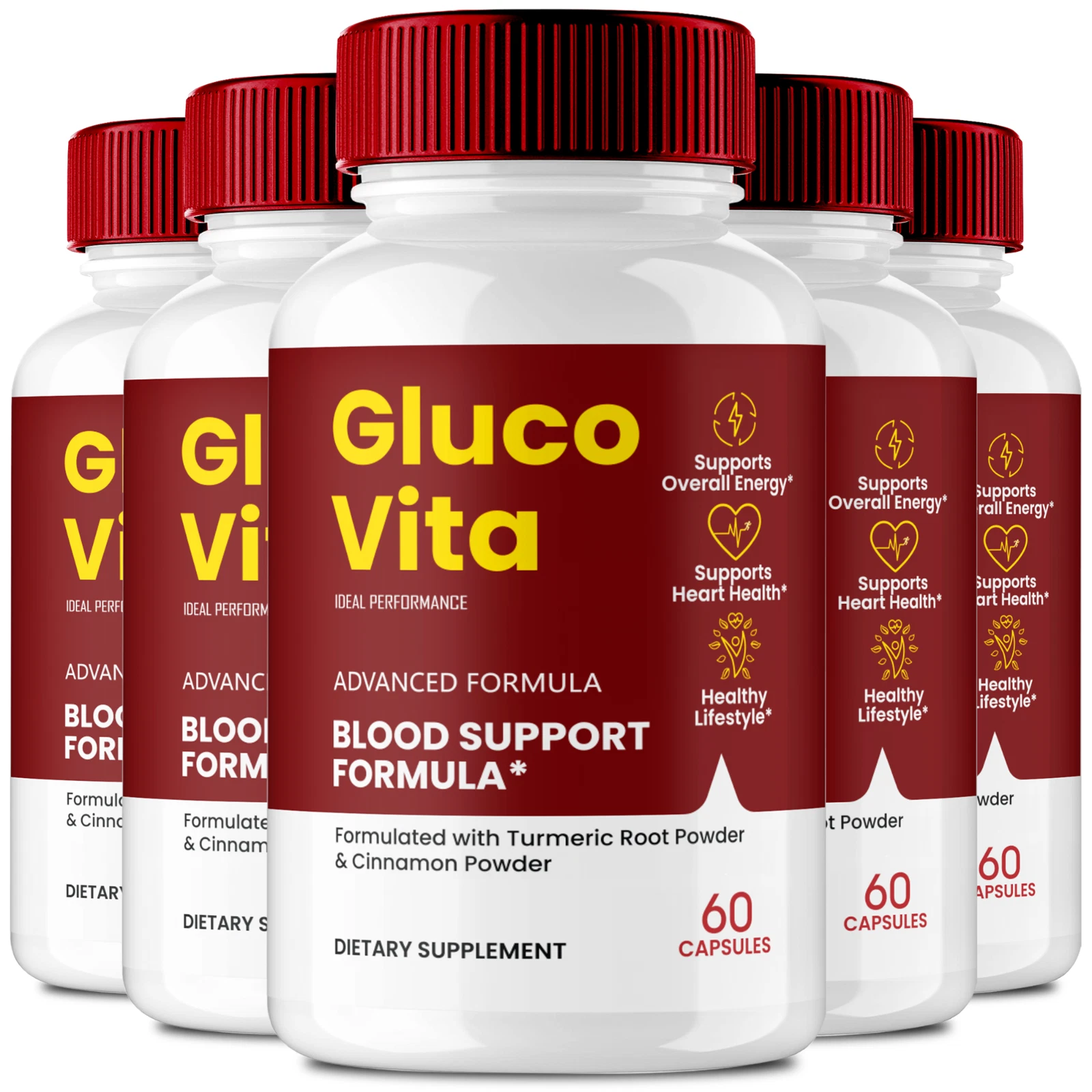 (5 Pack) Gluco Vita Pills, GlucoVita Blood Support, Glucose Vita