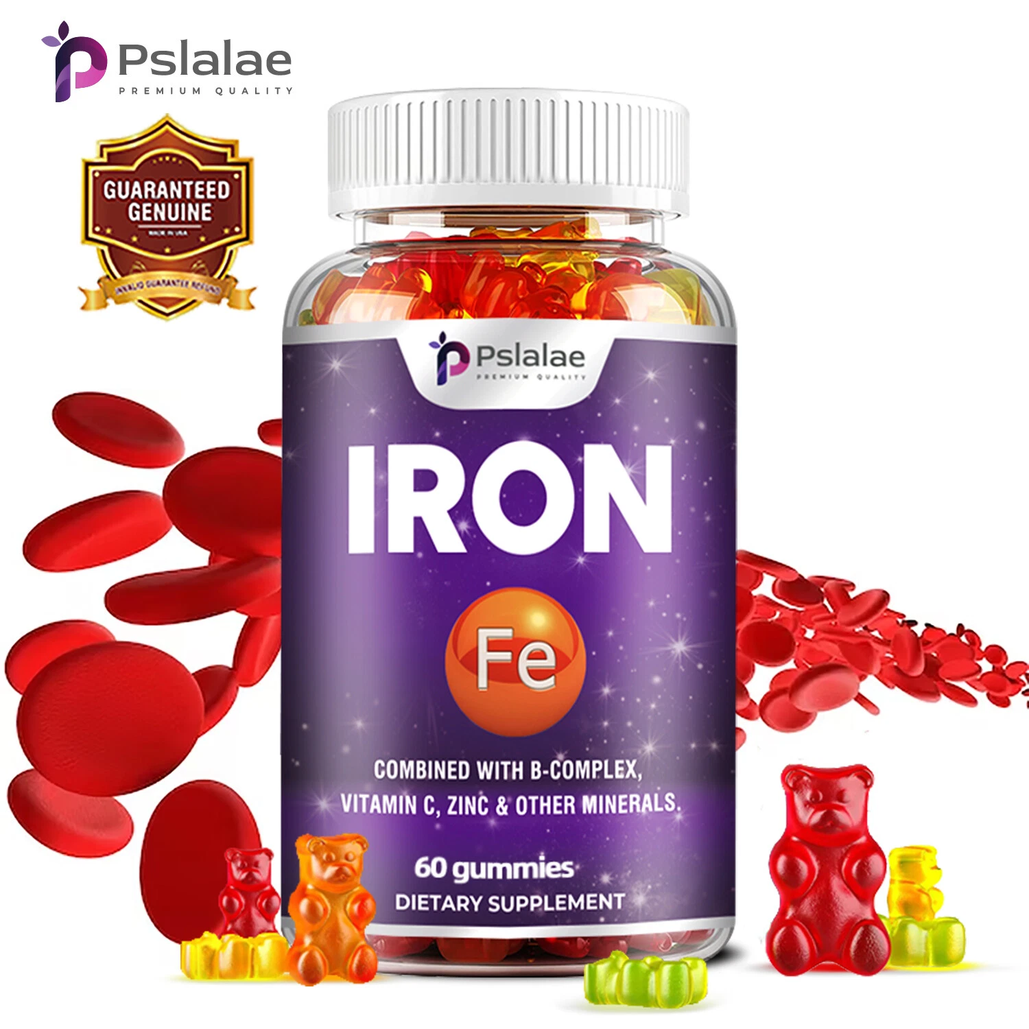 Iron Gummies - Vitamin C - Digestive Comfort & Hemoglobin Aid, Resists Fatigue