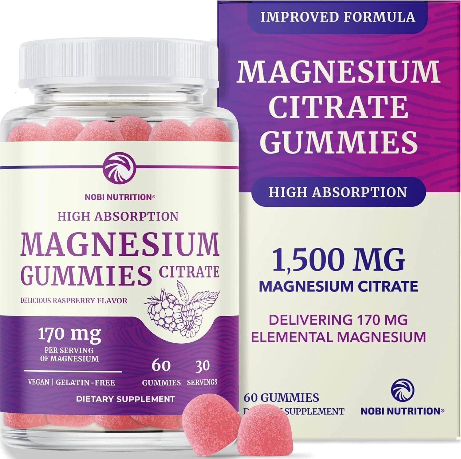 Magnesium Citrate Gummies Extra Strength for Calm, Relaxation & Digestion, 60ct