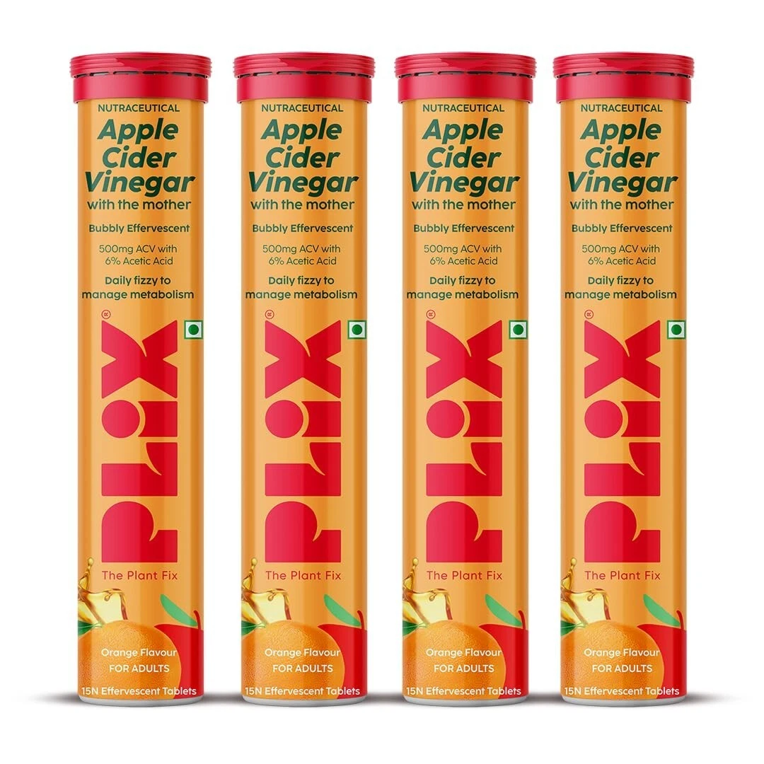 PLIX Apple Cider Vinegar Effervescent Tablet for Weight Loss - Orange Flavor