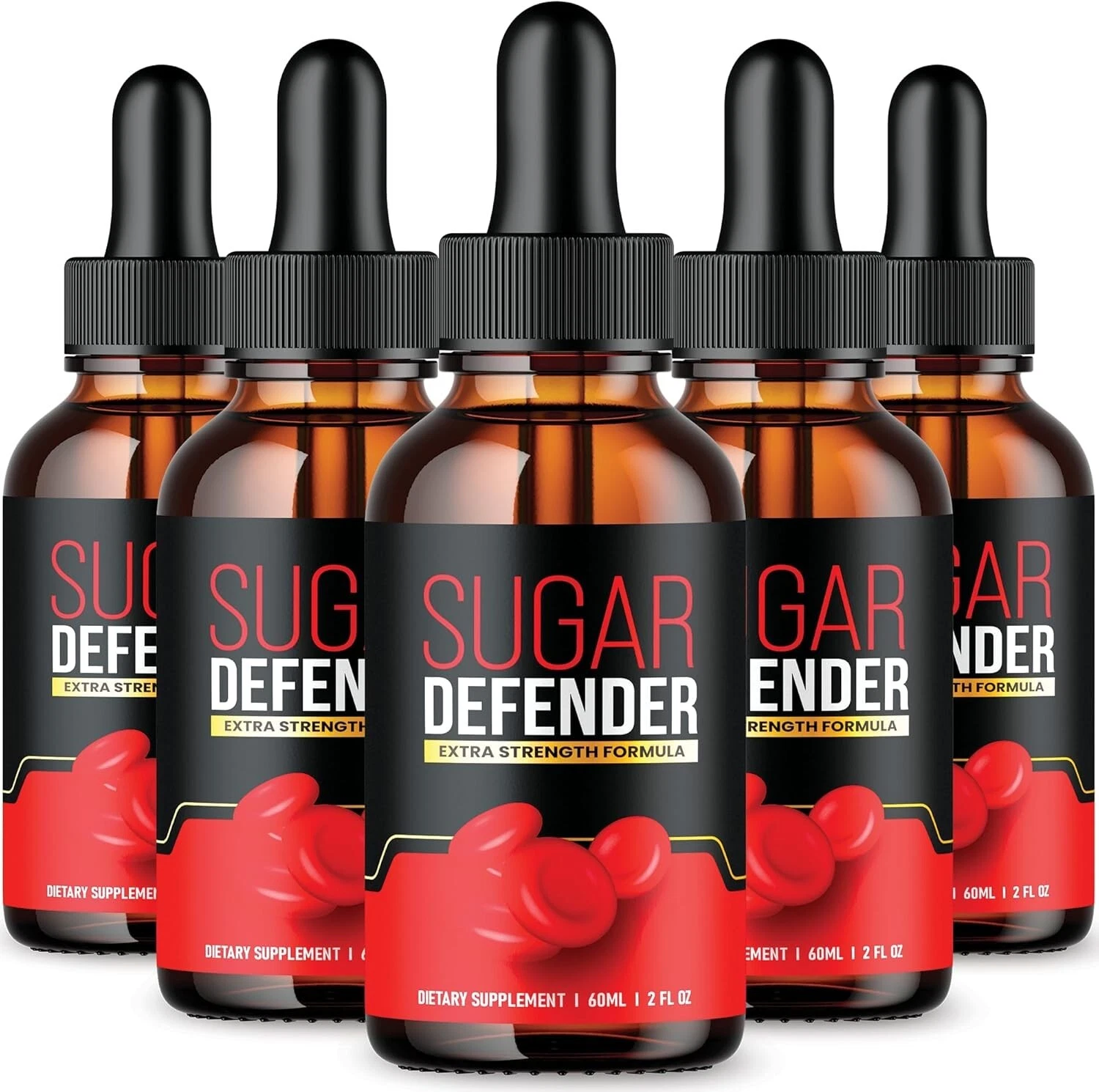 Sugar Defender Drops Extra Strength Formula Supplement Serum (5 Bottle) 10 Fl oz
