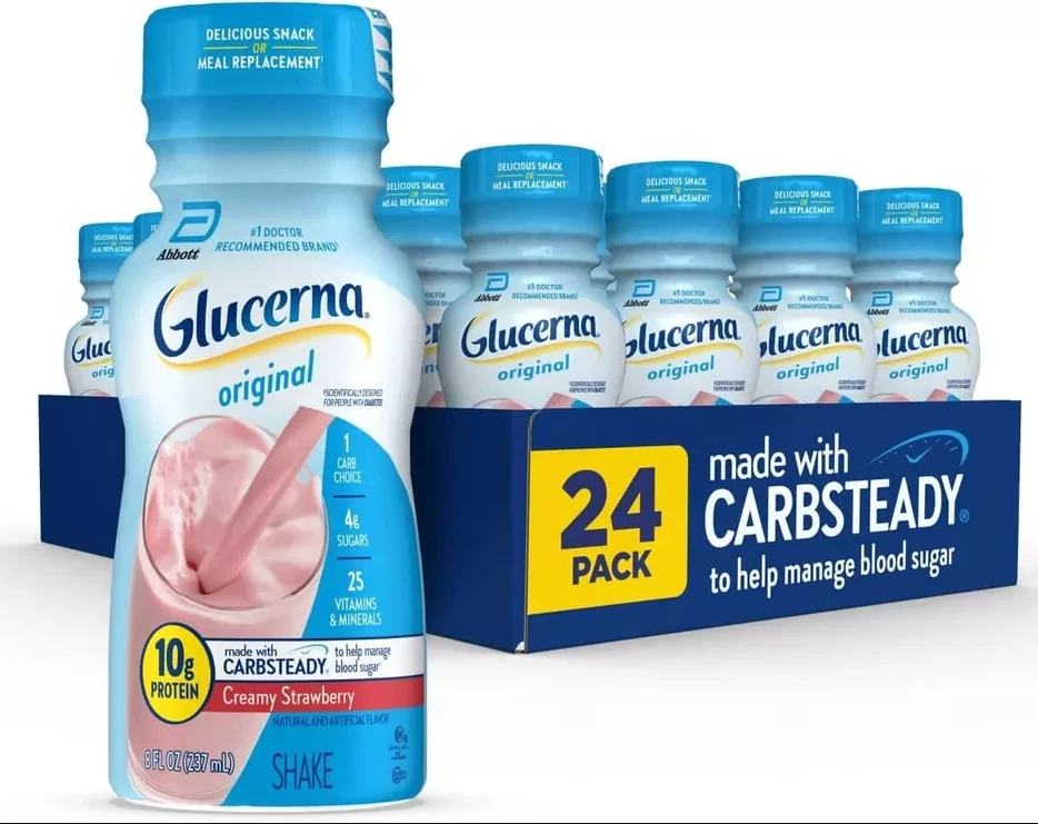 glucerna shake/creamy strawberry/24 bottles/8 oz