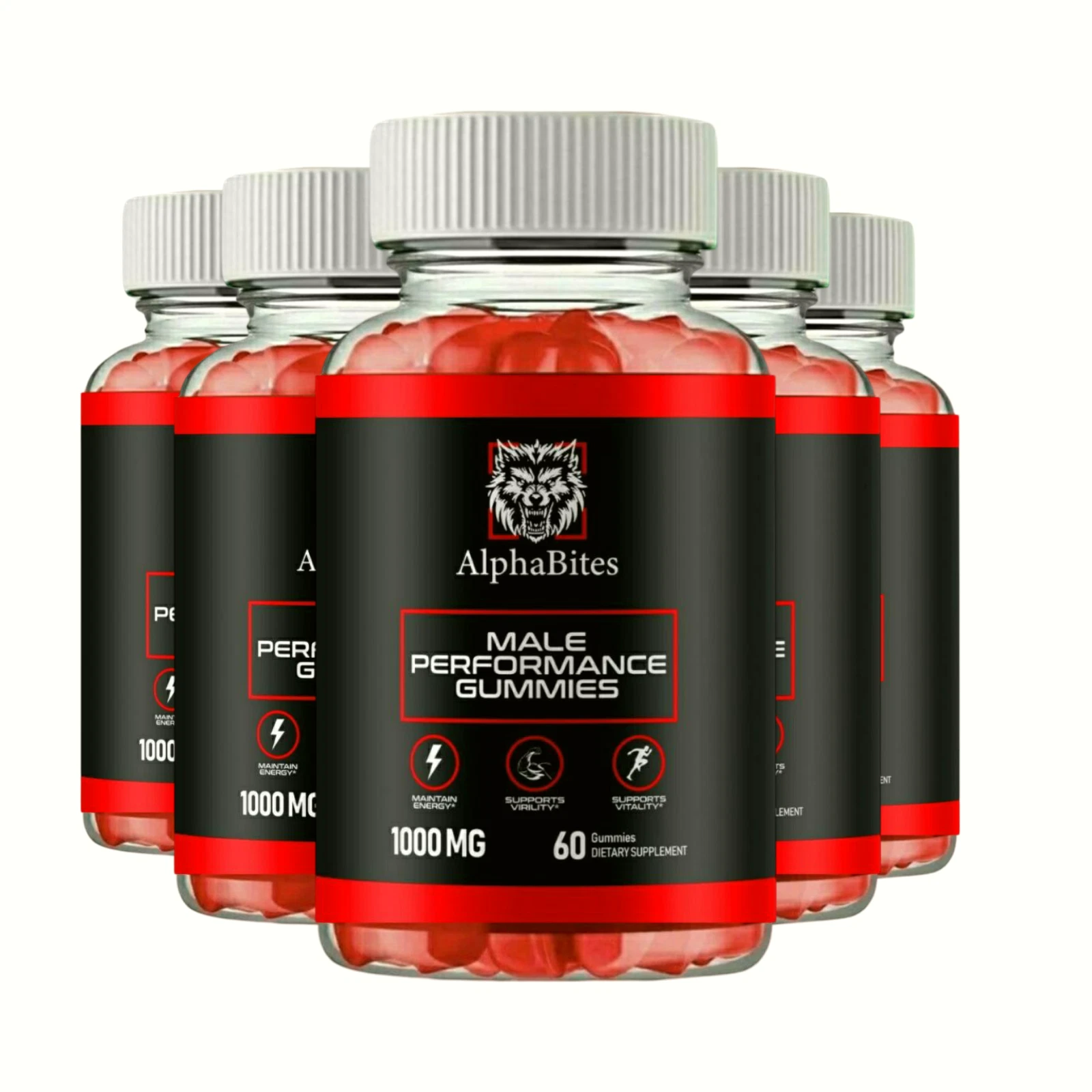 5-Pack Alpha Bites Male Gummies - AlphaBites Natural Support For Men-300 Gummies