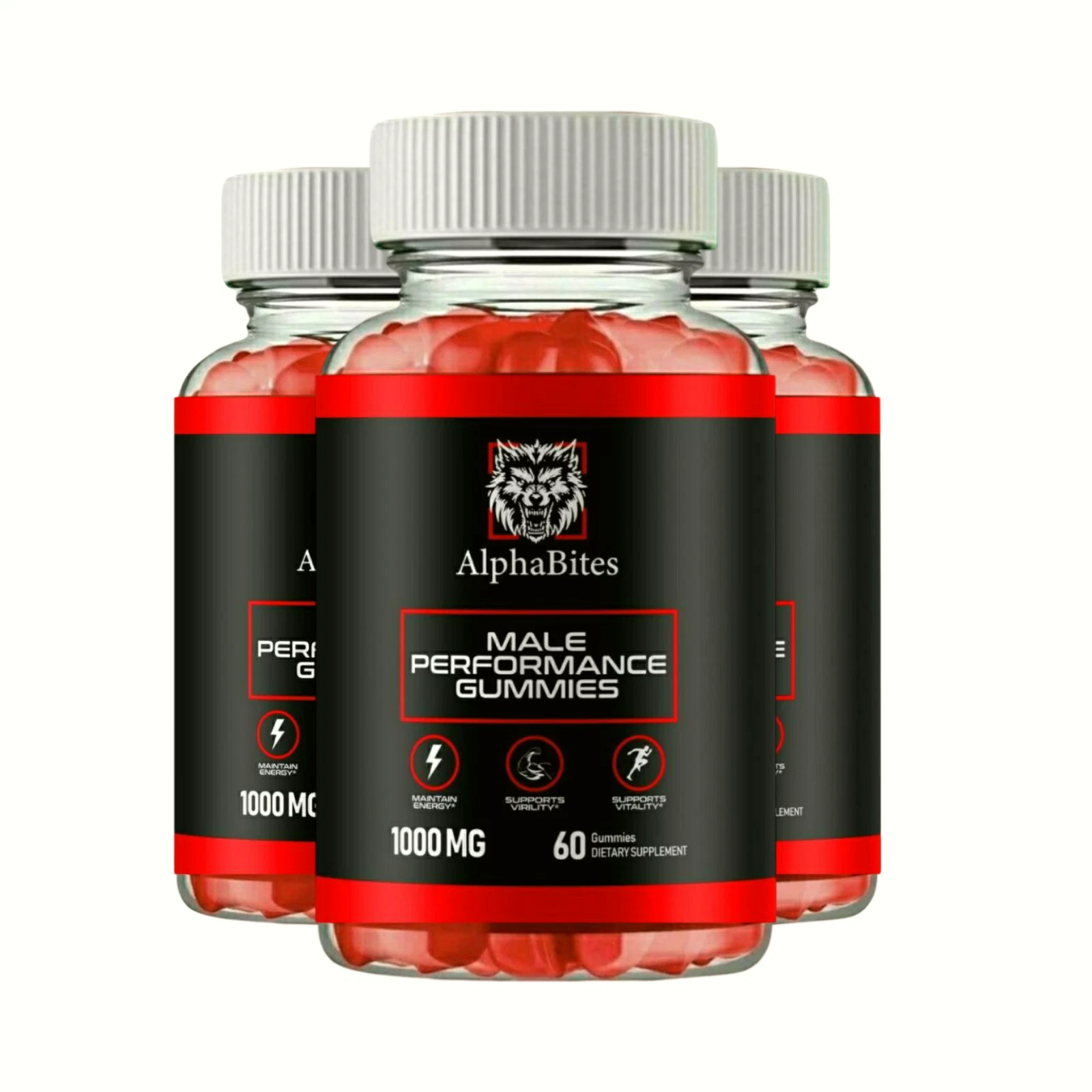 3-Pack Alpha Bites Male Gummies - AlphaBites Natural Support For Men-180 Gummies