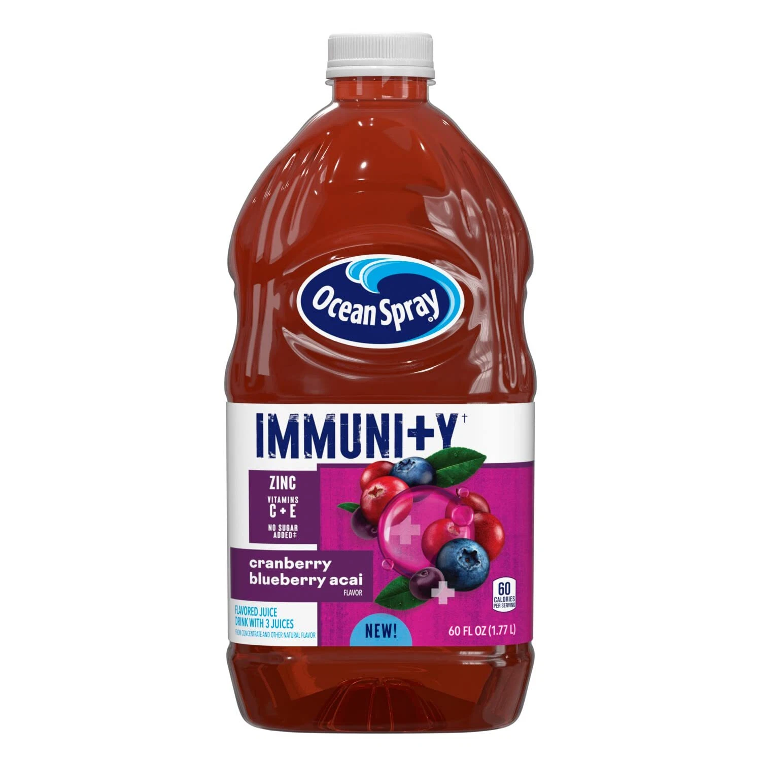 Ocean Spray Immunity Cranberry Blueberry Acai Juice Drink with Vitamins, 60 Oz