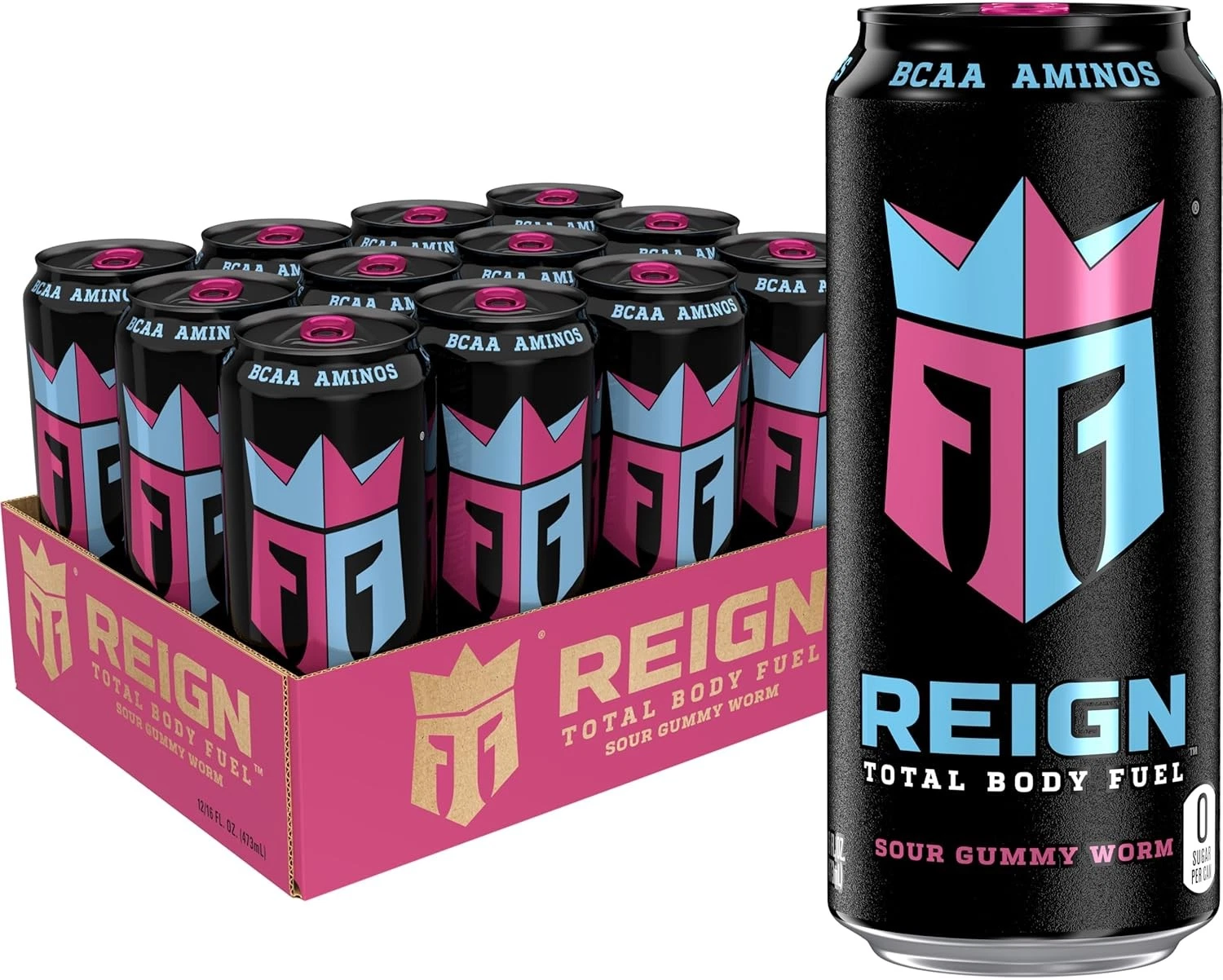 Reign Total Body Fuel, Sour Gummy Worm, Fitness & Performance Drink, 16 Fl...