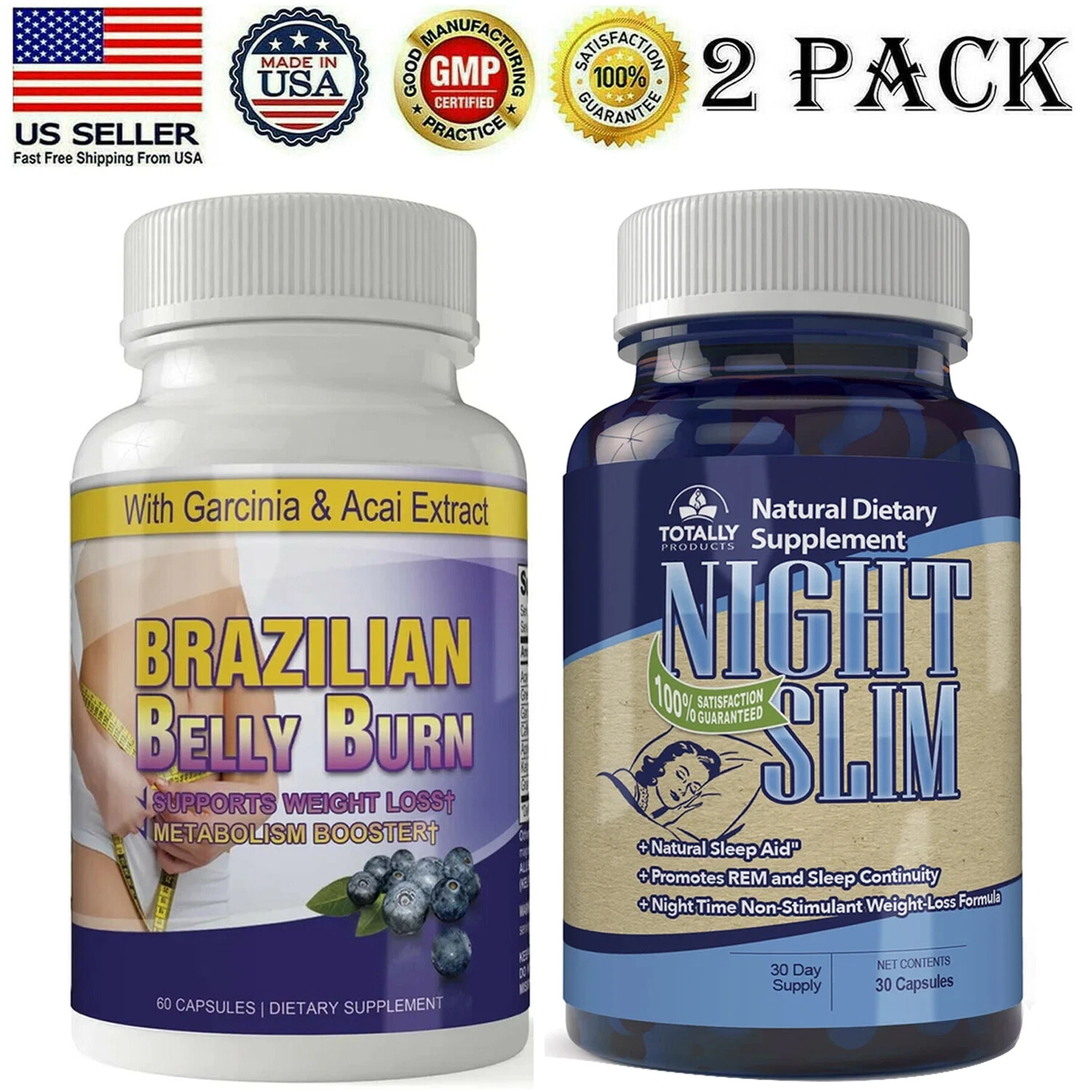 Night Slim Body Weight Loss Capsules Brazilian Belly Fat Burner Pills Combo Pk