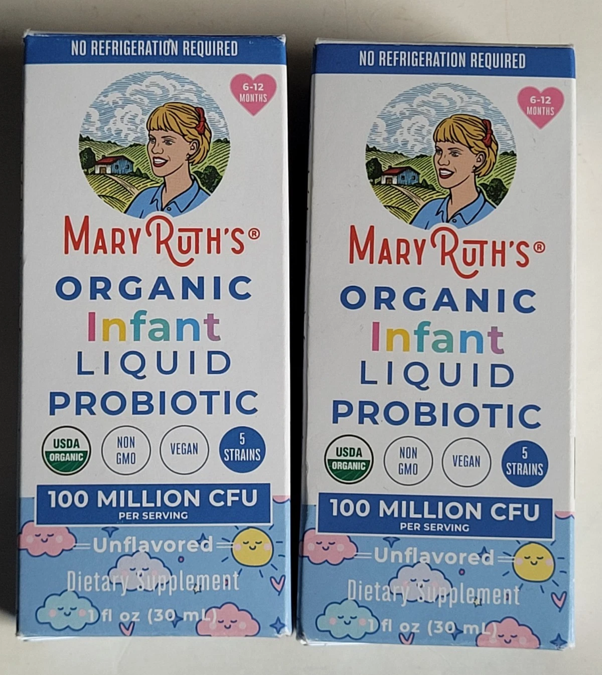 2x Mary Ruth's Organic Infant Liquid Probiotic, Unflavored 1 oz Exp 03/2026 NWB
