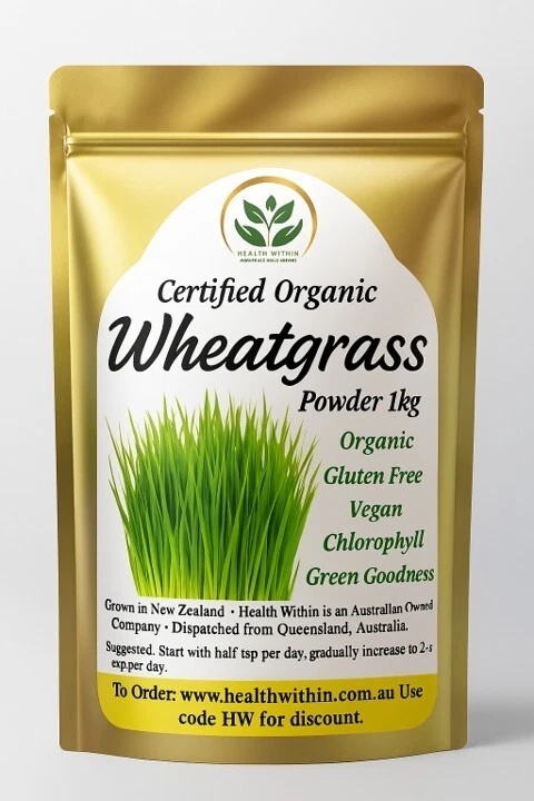 Certified Organic Wheat Grass Powder 1000gm 1kg Wheatgrass Grown in New Zealand