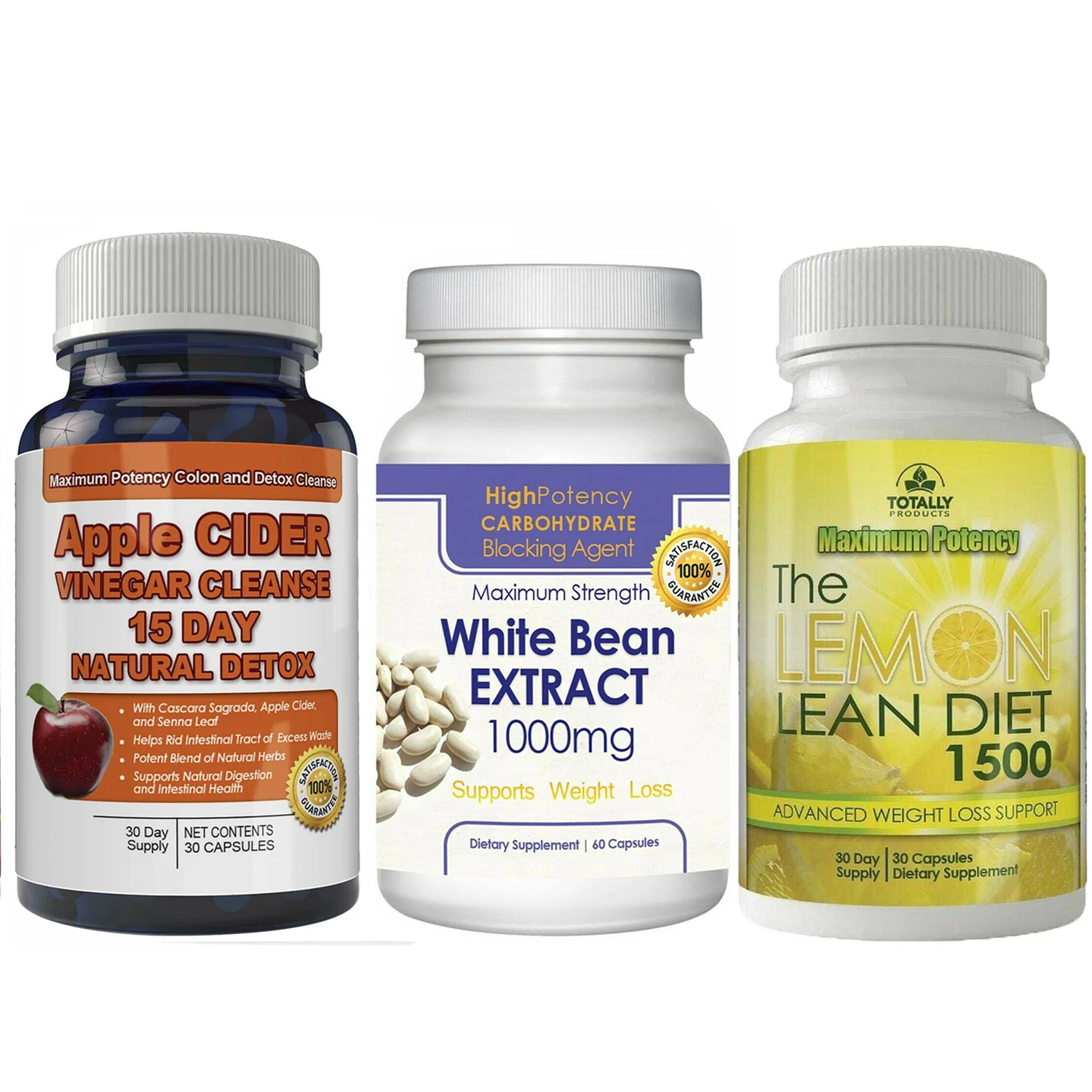 Apple Cider Vinegar White Bean Extract & Lemon Lean Weight Loss Capsules Combo