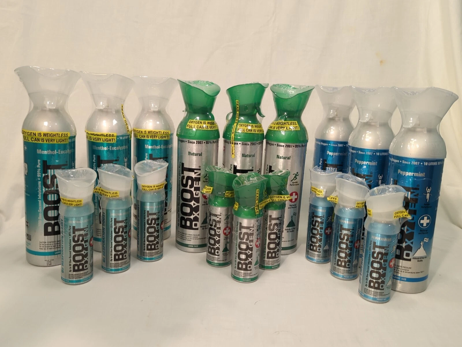 Boost Oxygen 95% Pure Oxygen - Pocket Size 3L Or Large 10L Canister 3 Pack