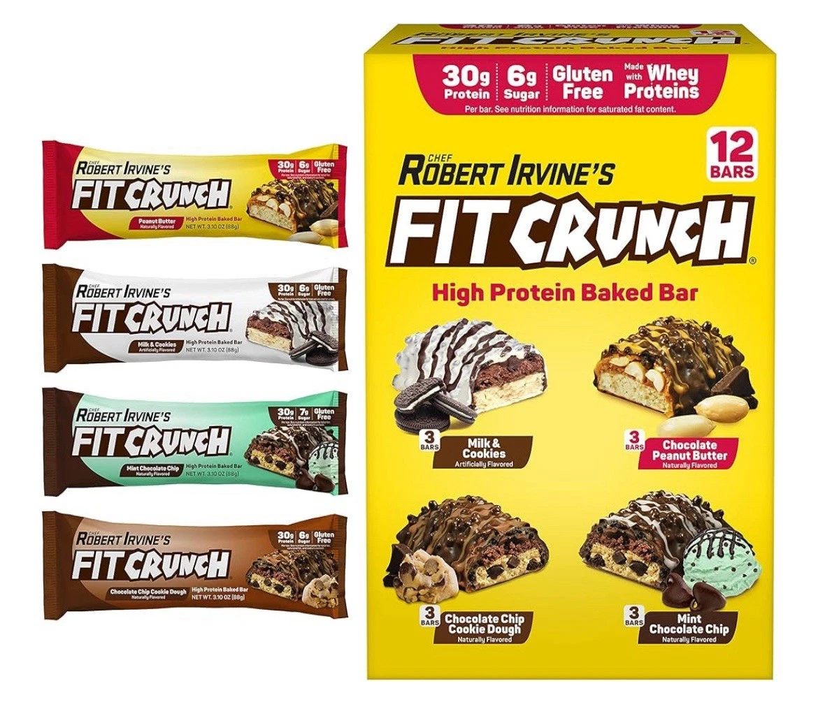 FITCRUNCH Full Size Protein Bars 6-Layer Baked Bar 6g of Sugar Gluten Free