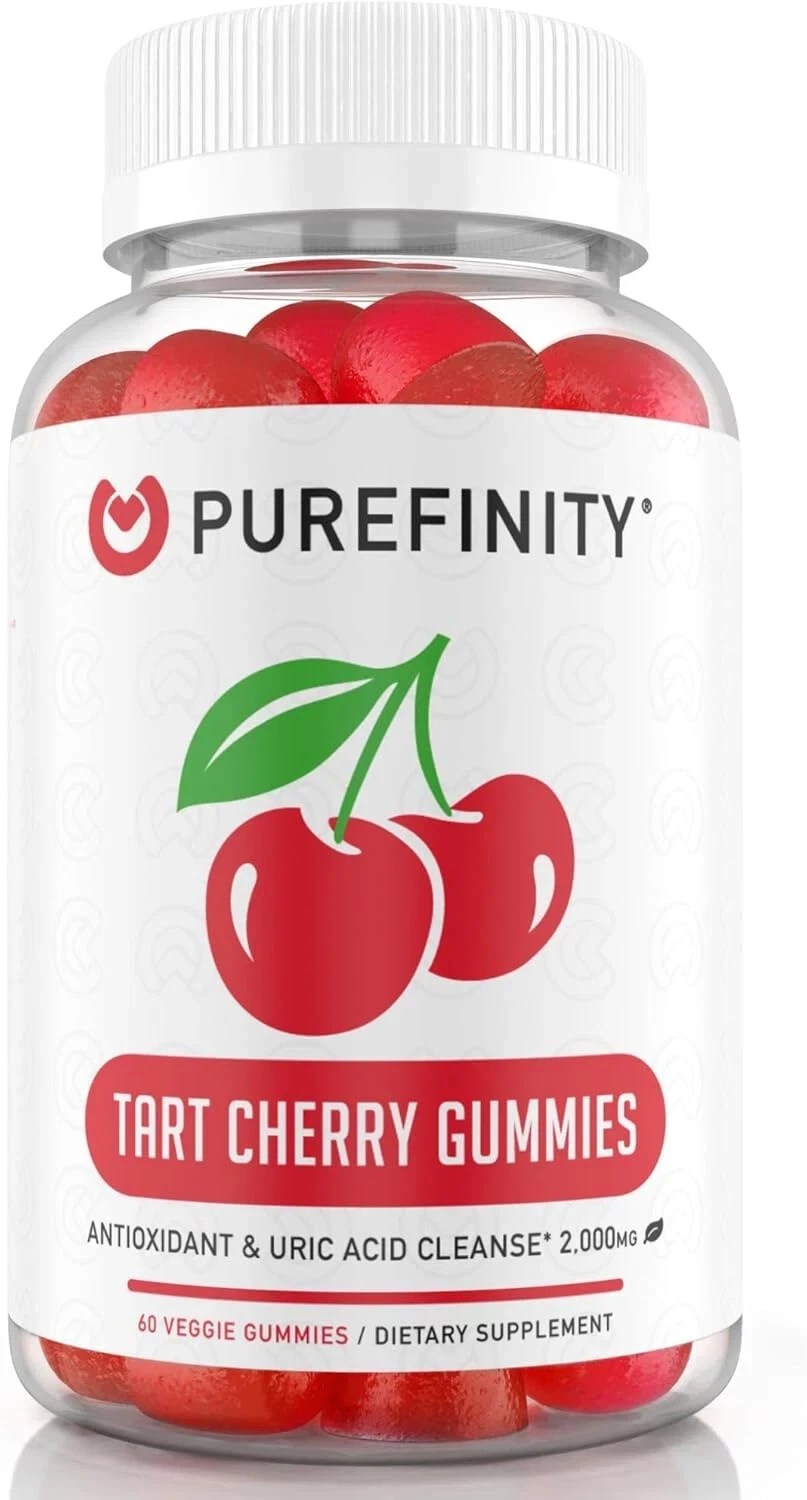 PUREFINITY Tart Cherry Gummies Raw Vegan Extract 60 Count (Pack of 1) Exp 9/25