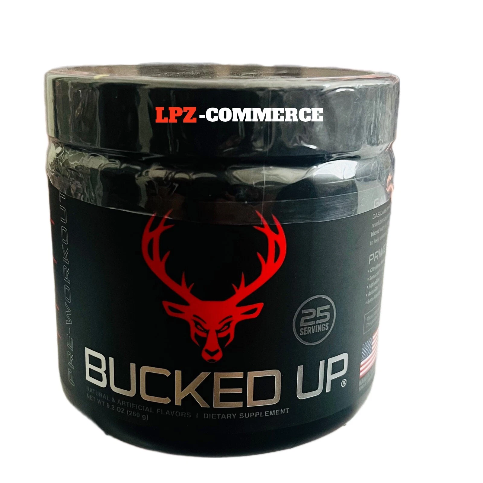 Bucked Up Pre-Workout Powder Blood Raz, 25 Servings Exp 09/26 Focus, Stim, Pump