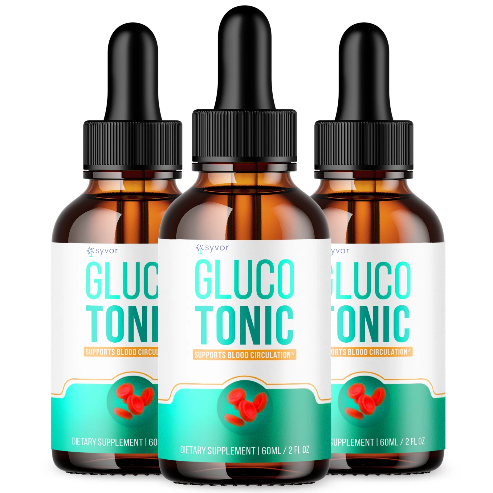 (3 Pack) Gluco Tonic Blood Support Formula Drops Advanced Vitamin Supplement 2ML