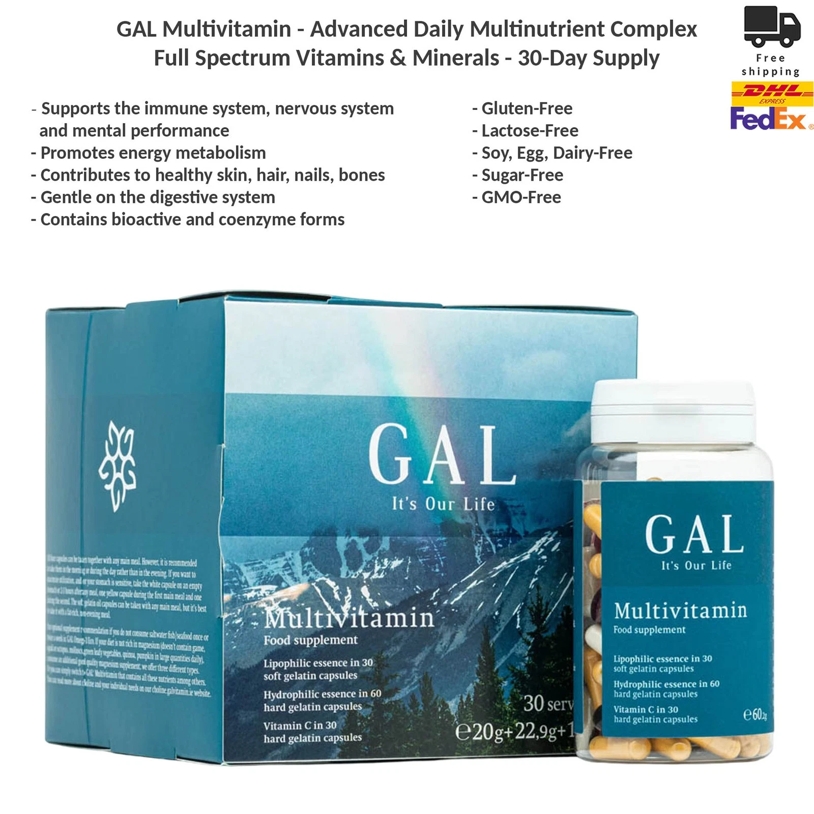 GAL Multivitamin Capsule Advanced Daily Multinutrient Complex Vitamins, Minerals