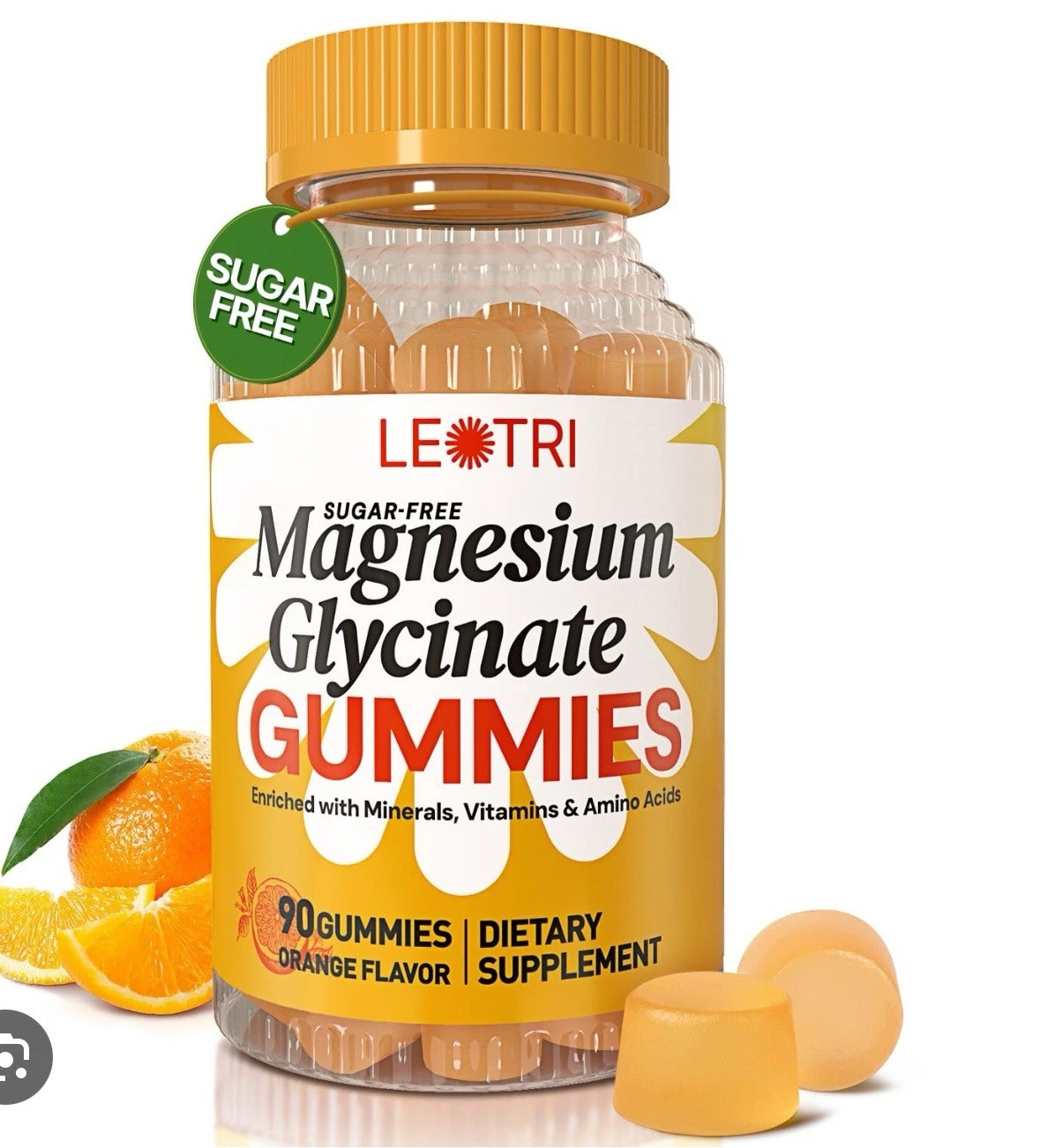 Magnesium Glycinate Gummies High Absorption LEOTRI 90 Count 12/05/2026