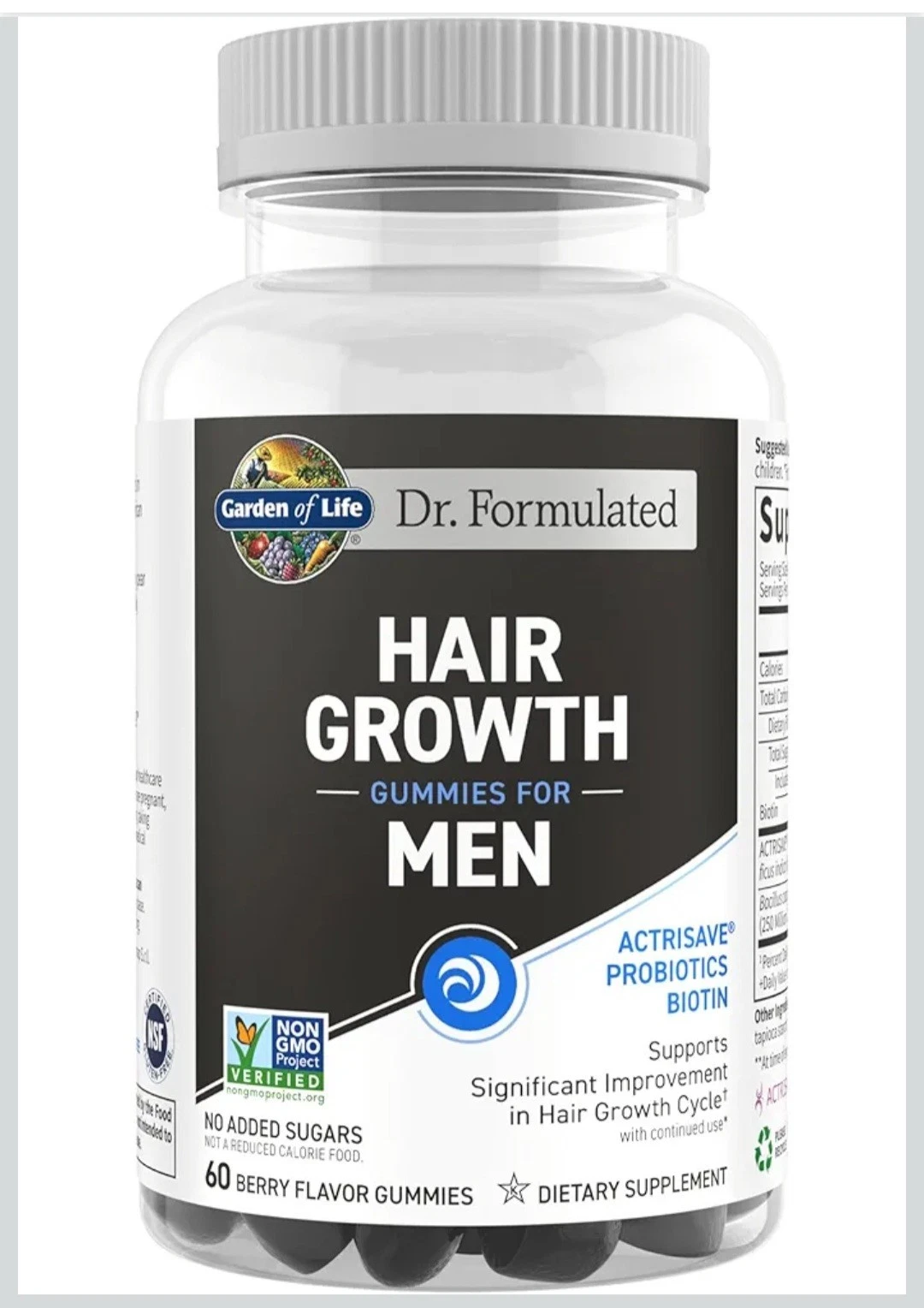 Garden Of Life Hair Growth For Men with Biotin & Probiotics - 60 Berry Gummies